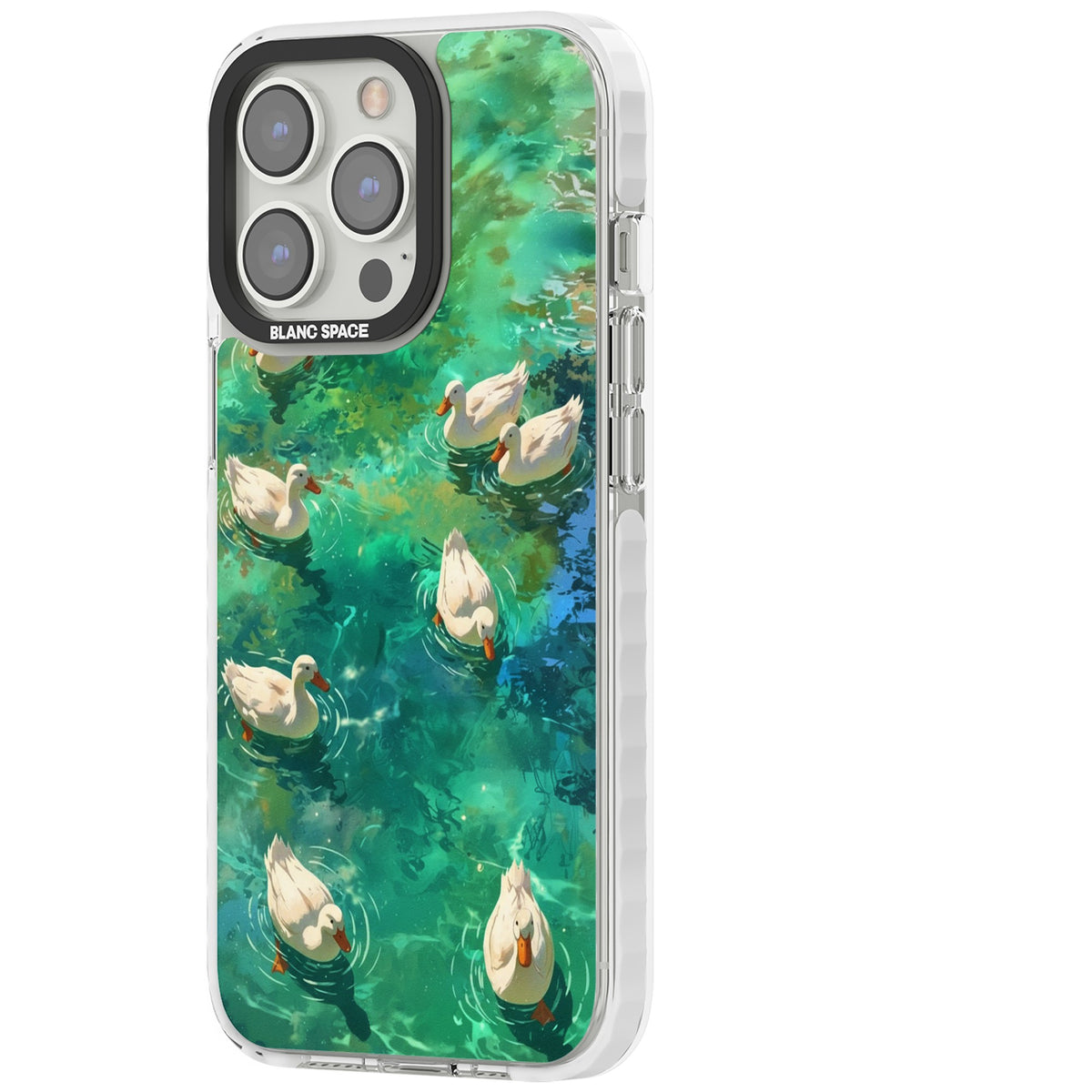 Ducks In The Pond iPhone 13 Pro / iPhone 13 Pro Max / iPhone 14 Pro / iPhone 14 Pro Max / iPhone 15 Pro / iPhone 15 Pro Max Impact Pro Clear Phone Case side