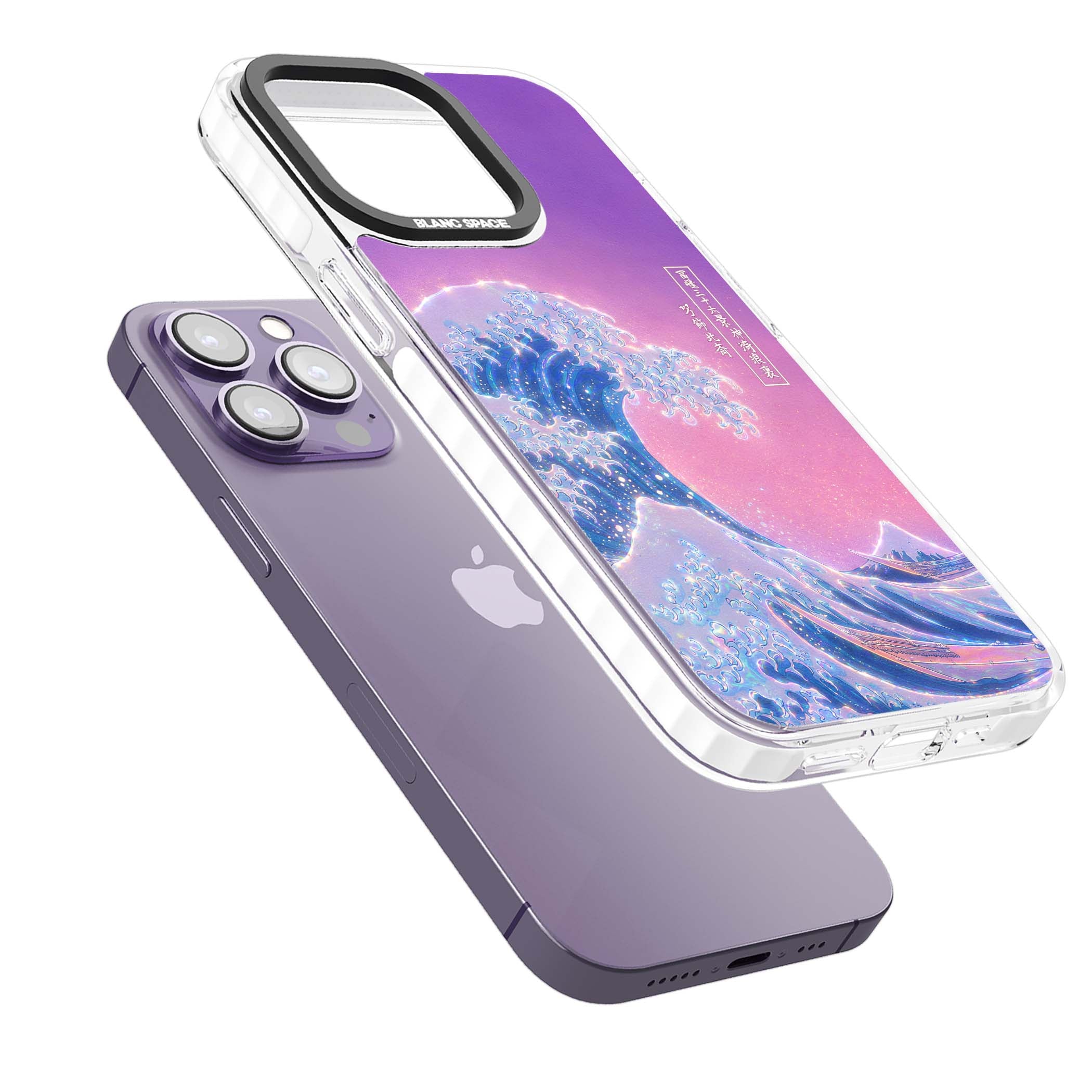 The Great Opal Wave Japanese iPhone case featuring Hokusai's great wave in iridescent pastels with lilac sky and Mou | Impact Magsafe case for iPhone 13 Pro, iPhone 14 Pro, iPhone 15 Pro