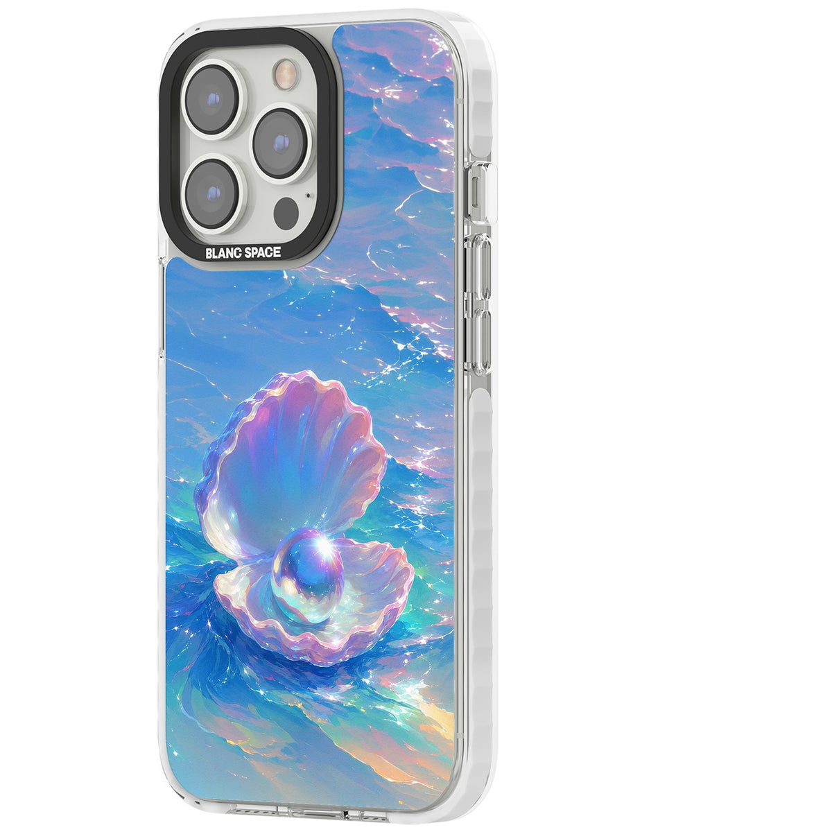The Pearl Clam iPhone 13 Pro / iPhone 13 Pro Max / iPhone 14 Pro / iPhone 14 Pro Max / iPhone 15 Pro / iPhone 15 Pro Max Impact Pro Clear Phone Case side