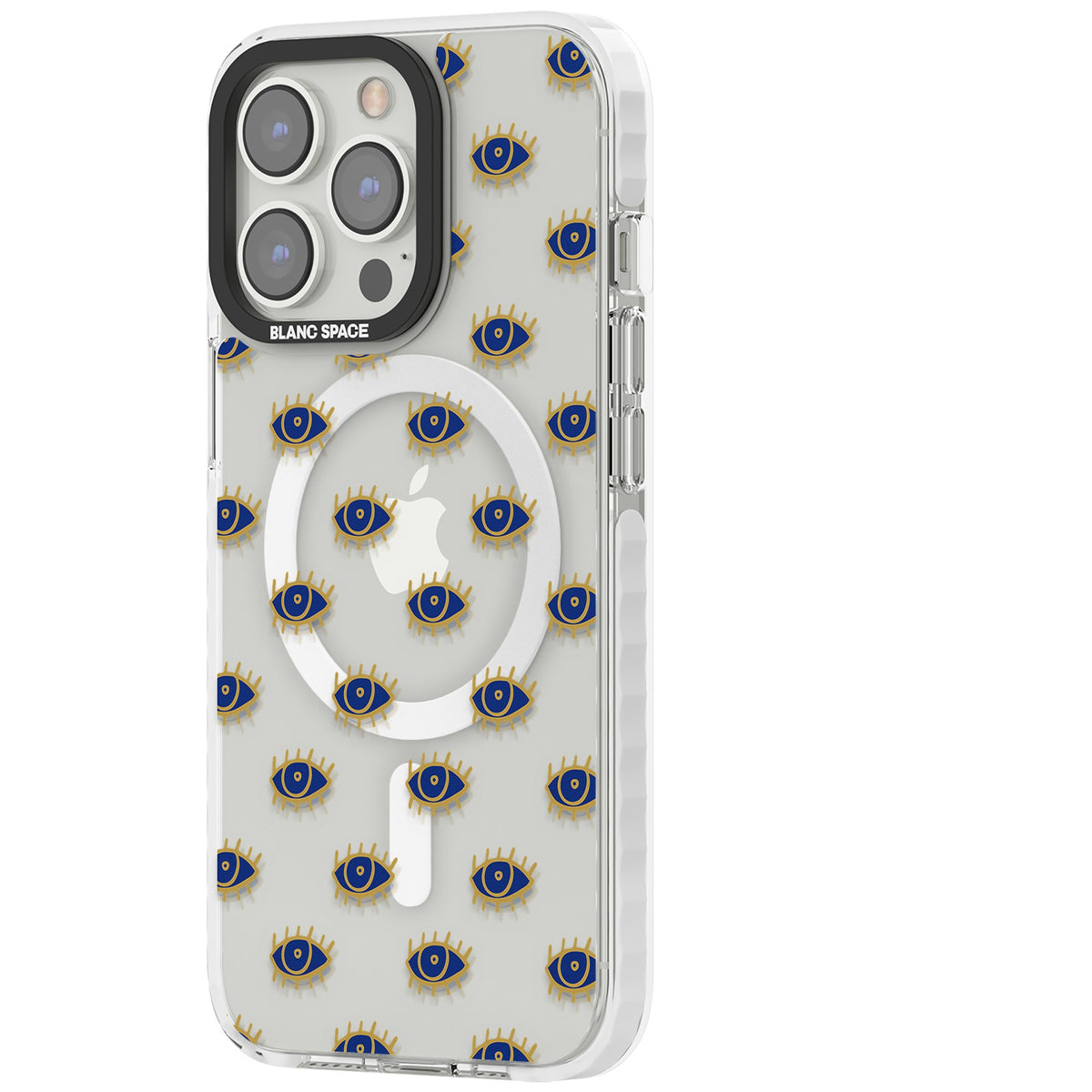 Psychedelic Eyes Pattern Classic iPhone 13 Pro / iPhone 13 Pro Max / iPhone 14 Pro / iPhone 14 Pro Max / iPhone 15 Pro / iPhone 15 Pro Max Impact Pro Clear Phone Case side