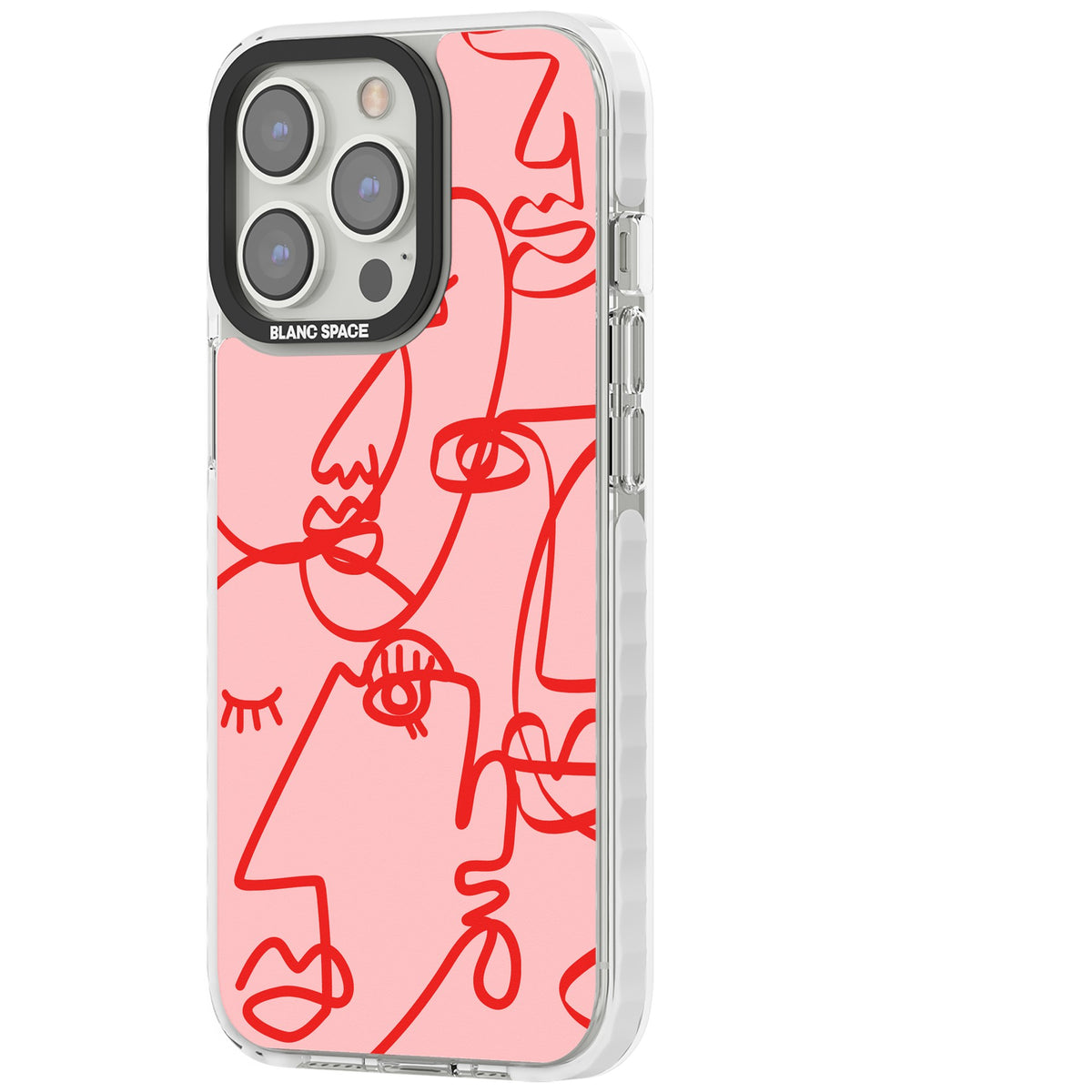 Red Line Art iPhone 13 Pro / iPhone 13 Pro Max / iPhone 14 Pro / iPhone 14 Pro Max / iPhone 15 Pro / iPhone 15 Pro Max Impact Pro Clear Phone Case side