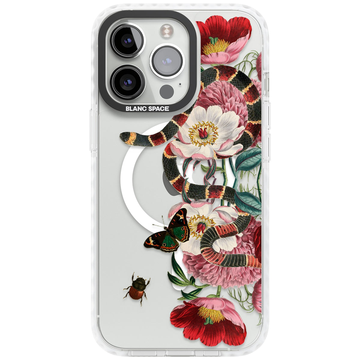 Floral Snake iPhone 13 Pro / iPhone 13 Pro Max / iPhone 14 Pro / iPhone 14 Pro Max / iPhone 15 Pro / iPhone 15 Pro Max Impact Pro Clear Phone Case front