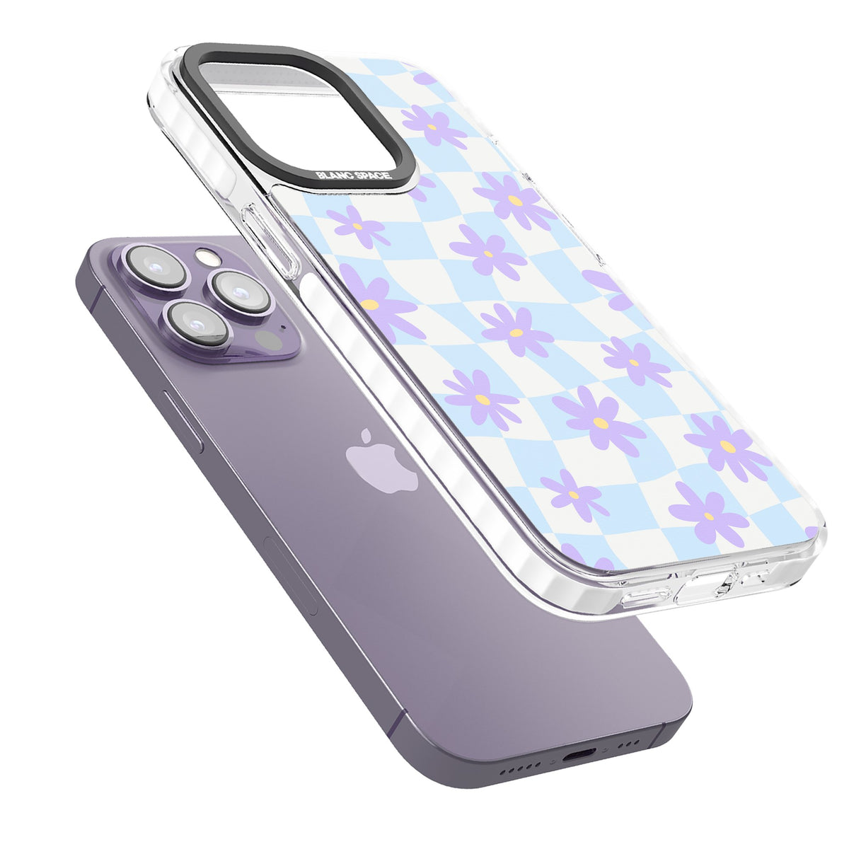 Serene Skies & Flowers iPhone 13 Pro / iPhone 13 Pro Max / iPhone 14 Pro / iPhone 14 Pro Max / iPhone 15 Pro / iPhone 15 Pro Max Impact Pro Clear Phone Case angled