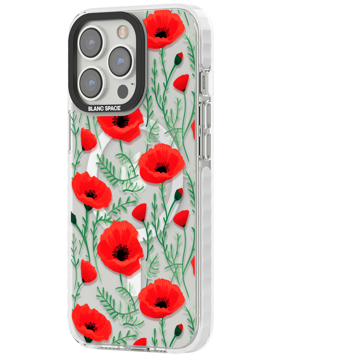 Poppy Garden iPhone 13 Pro / iPhone 13 Pro Max / iPhone 14 Pro / iPhone 14 Pro Max / iPhone 15 Pro / iPhone 15 Pro Max Impact Pro Clear Phone Case side