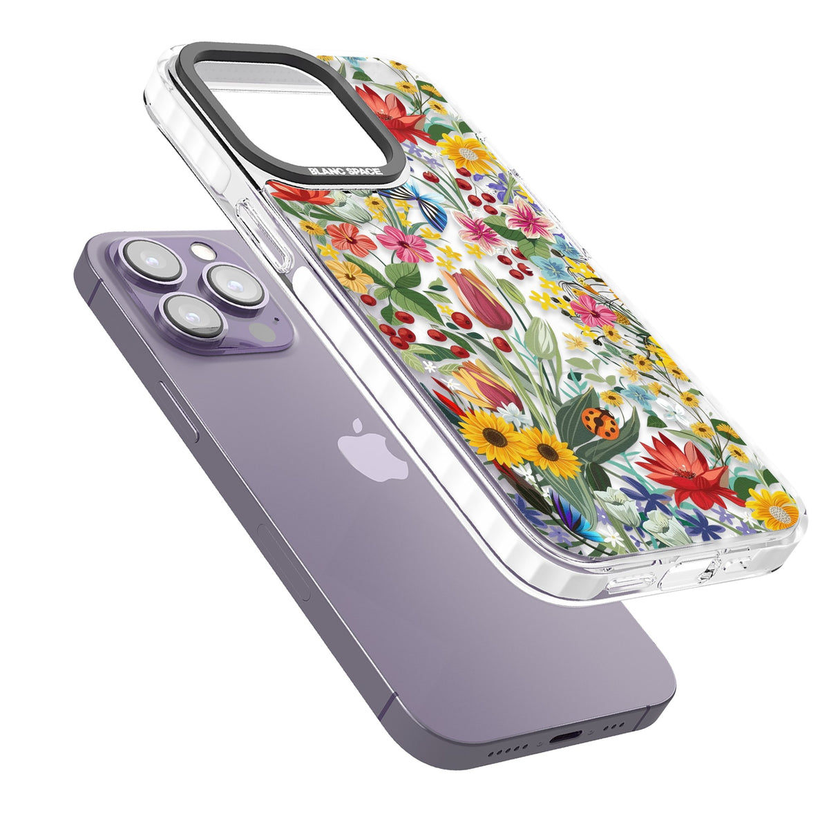 Botanical Bloom iPhone 13 Pro / iPhone 13 Pro Max / iPhone 14 Pro / iPhone 14 Pro Max / iPhone 15 Pro / iPhone 15 Pro Max Impact Pro Clear Phone Case angled