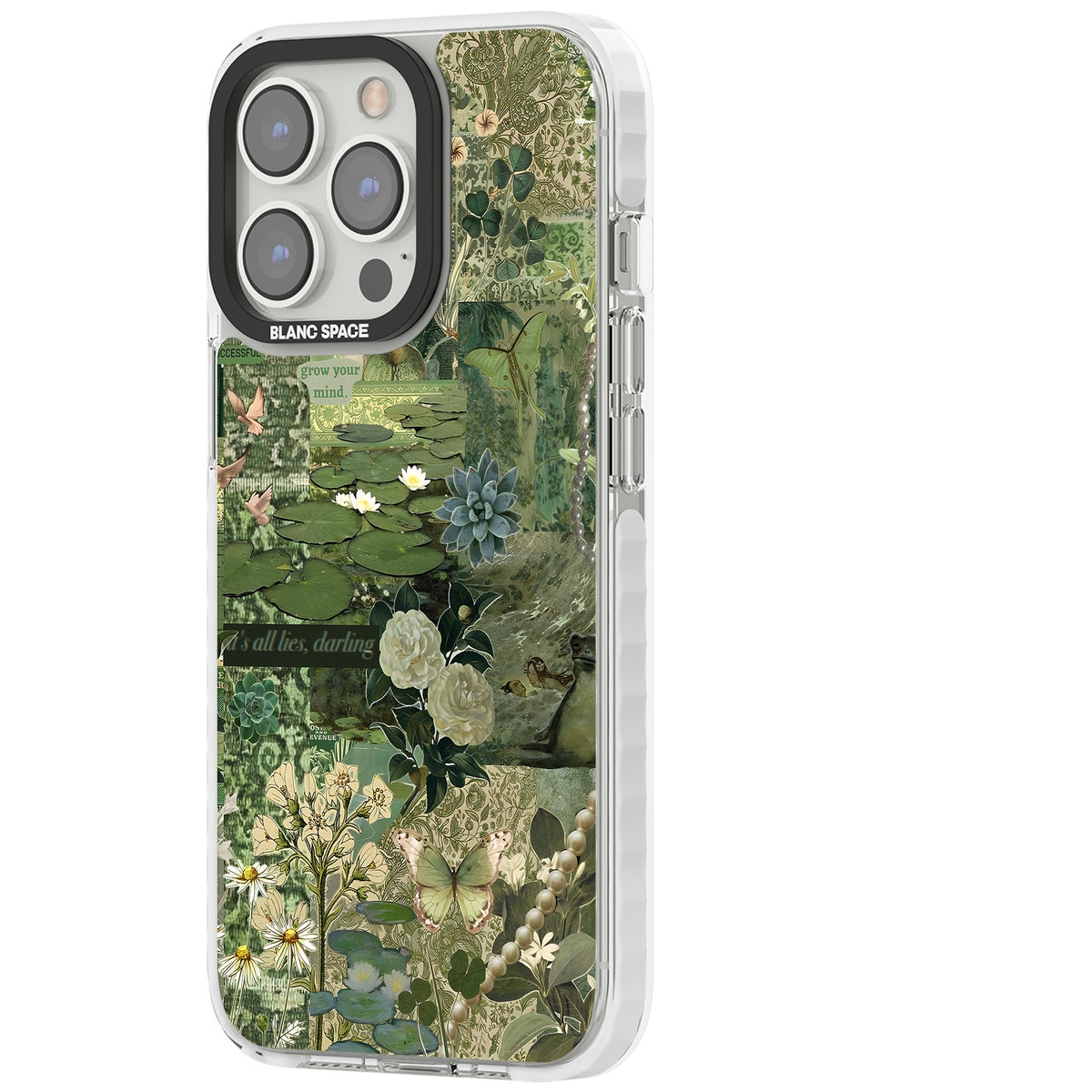 Sage Collage iPhone 13 Pro / iPhone 13 Pro Max / iPhone 14 Pro / iPhone 14 Pro Max / iPhone 15 Pro / iPhone 15 Pro Max Impact Pro Clear Phone Case side