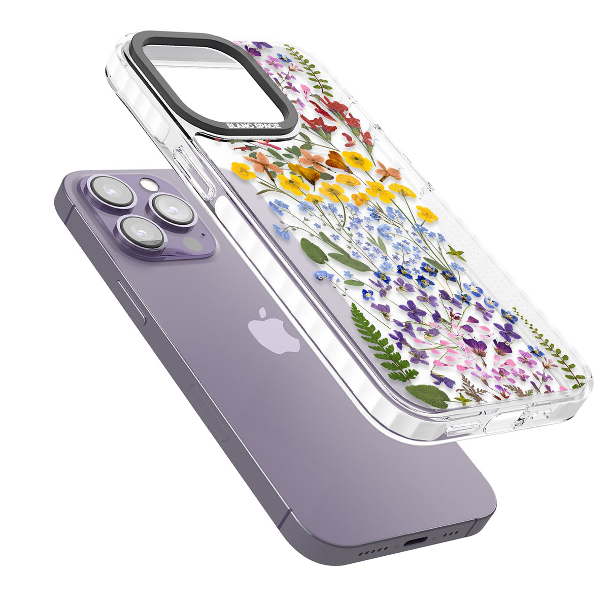Wildflower Stripe iPhone 13 Pro / iPhone 13 Pro Max / iPhone 14 Pro / iPhone 14 Pro Max / iPhone 15 Pro / iPhone 15 Pro Max Impact Pro Clear Phone Case angled