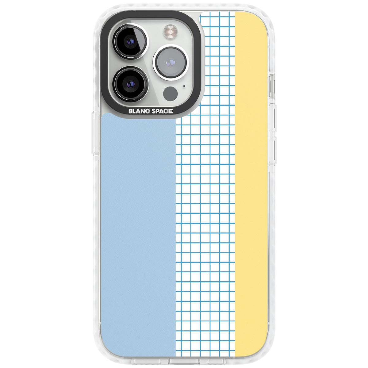 Abstract Grid Blue & Yellow iPhone 13 Pro / iPhone 13 Pro Max / iPhone 14 Pro / iPhone 14 Pro Max / iPhone 15 Pro / iPhone 15 Pro Max Impact Pro Clear Phone Case front