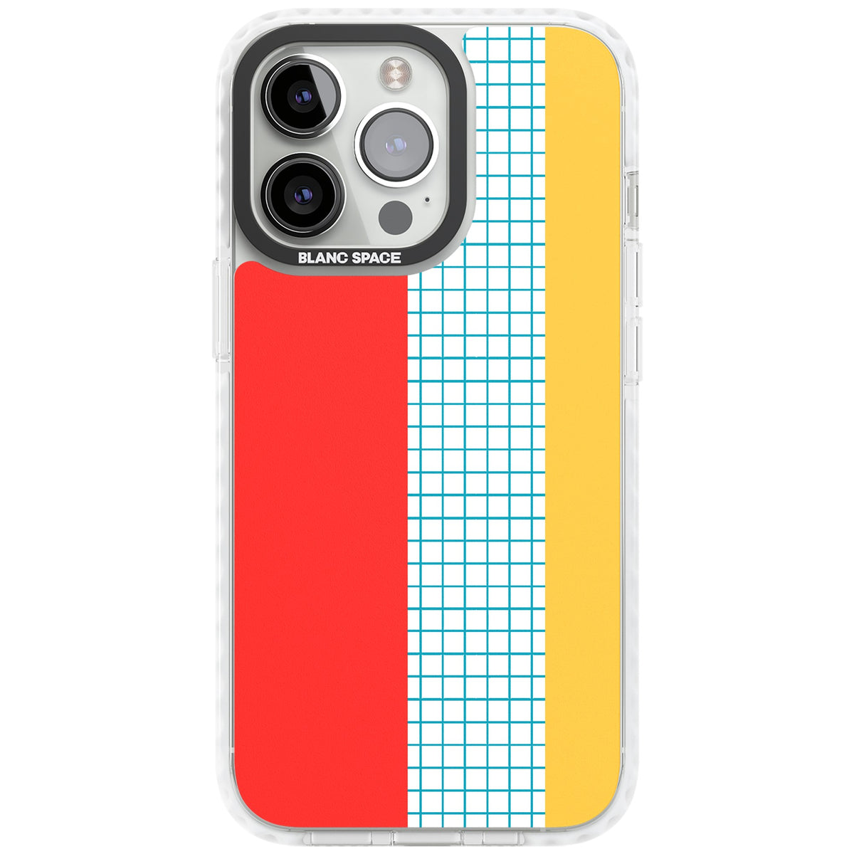 Bauhaus Block iPhone 13 Pro / iPhone 13 Pro Max / iPhone 14 Pro / iPhone 14 Pro Max / iPhone 15 Pro / iPhone 15 Pro Max Impact Pro Clear Phone Case front