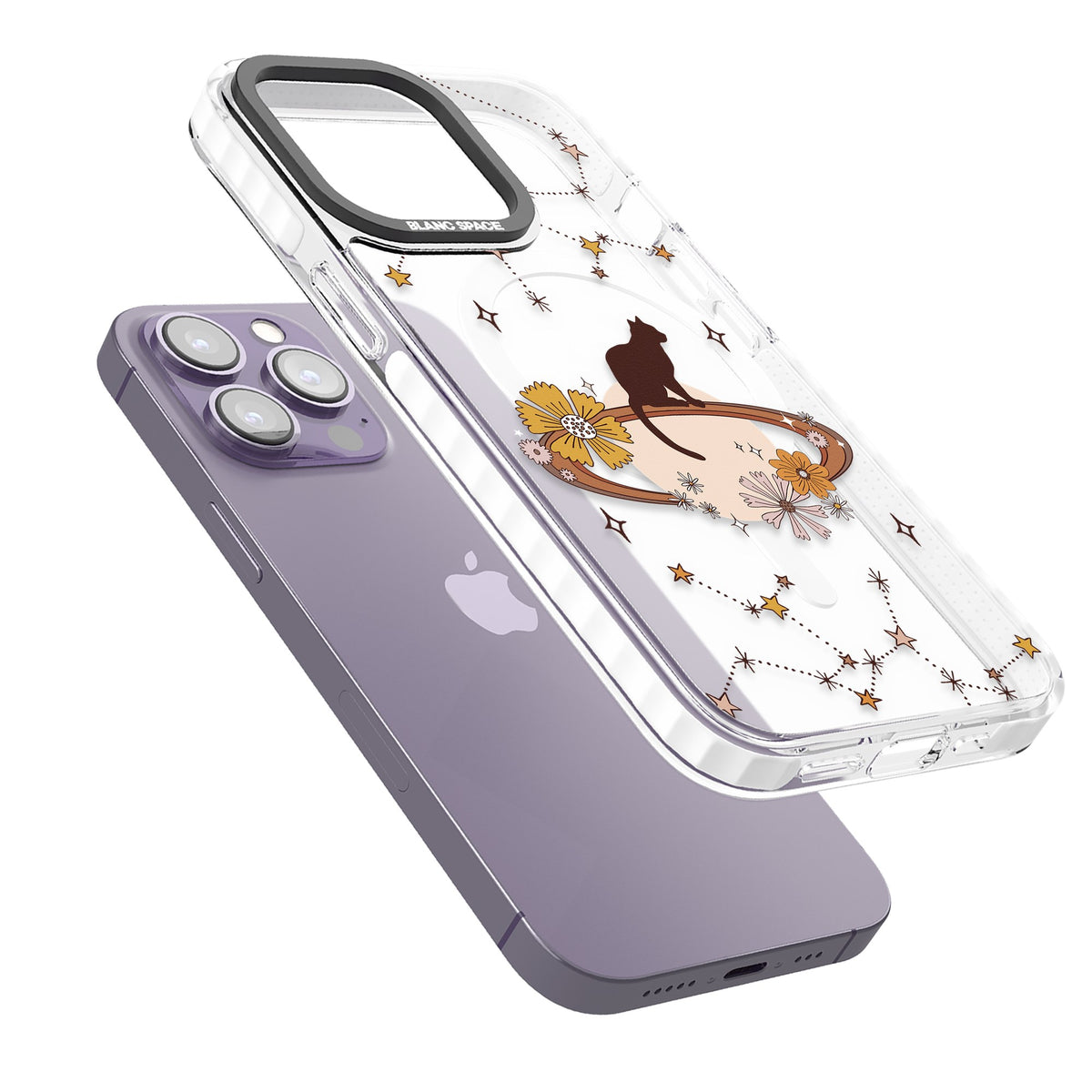 Feline Phenomenon iPhone 13 Pro / iPhone 13 Pro Max / iPhone 14 Pro / iPhone 14 Pro Max / iPhone 15 Pro / iPhone 15 Pro Max Impact Pro Clear Phone Case angled
