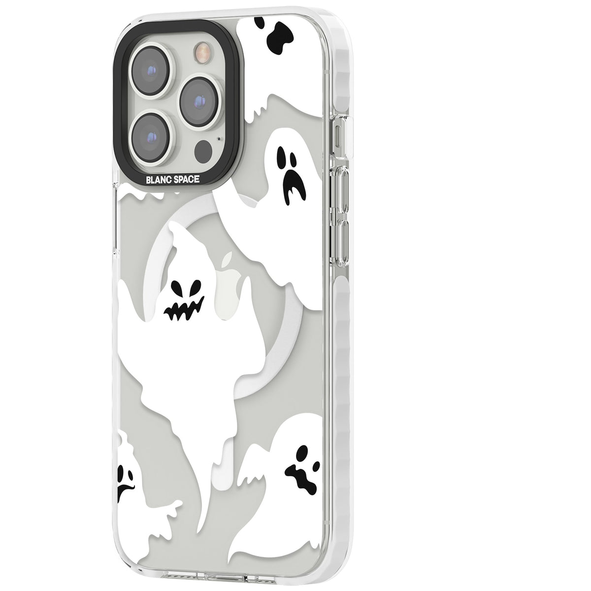 Ghost Pattern iPhone 13 Pro / iPhone 13 Pro Max / iPhone 14 Pro / iPhone 14 Pro Max / iPhone 15 Pro / iPhone 15 Pro Max Impact Pro Clear Phone Case side