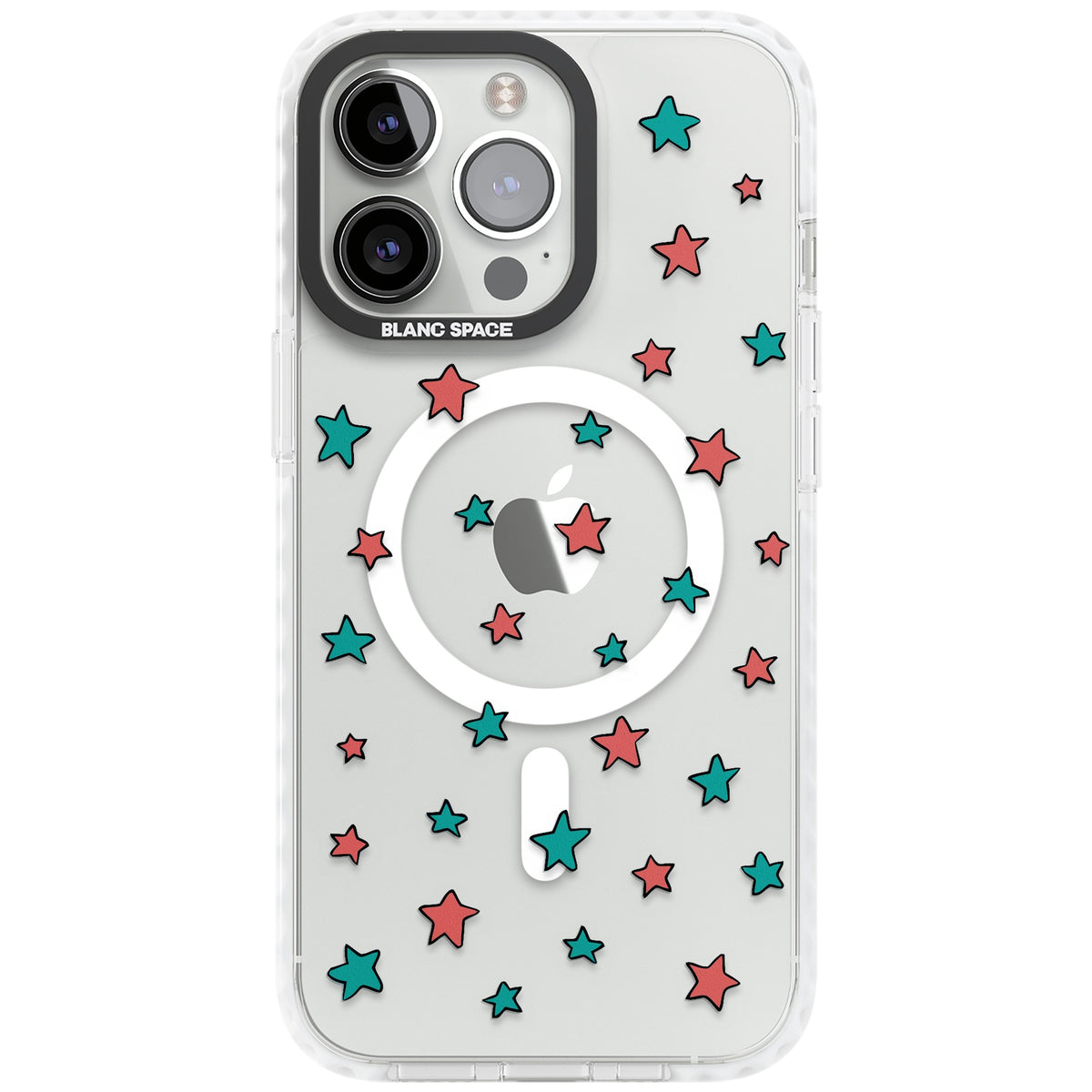 Heartstopper Stars Pattern iPhone 13 Pro / iPhone 13 Pro Max / iPhone 14 Pro / iPhone 14 Pro Max / iPhone 15 Pro / iPhone 15 Pro Max Impact Pro Clear Phone Case front
