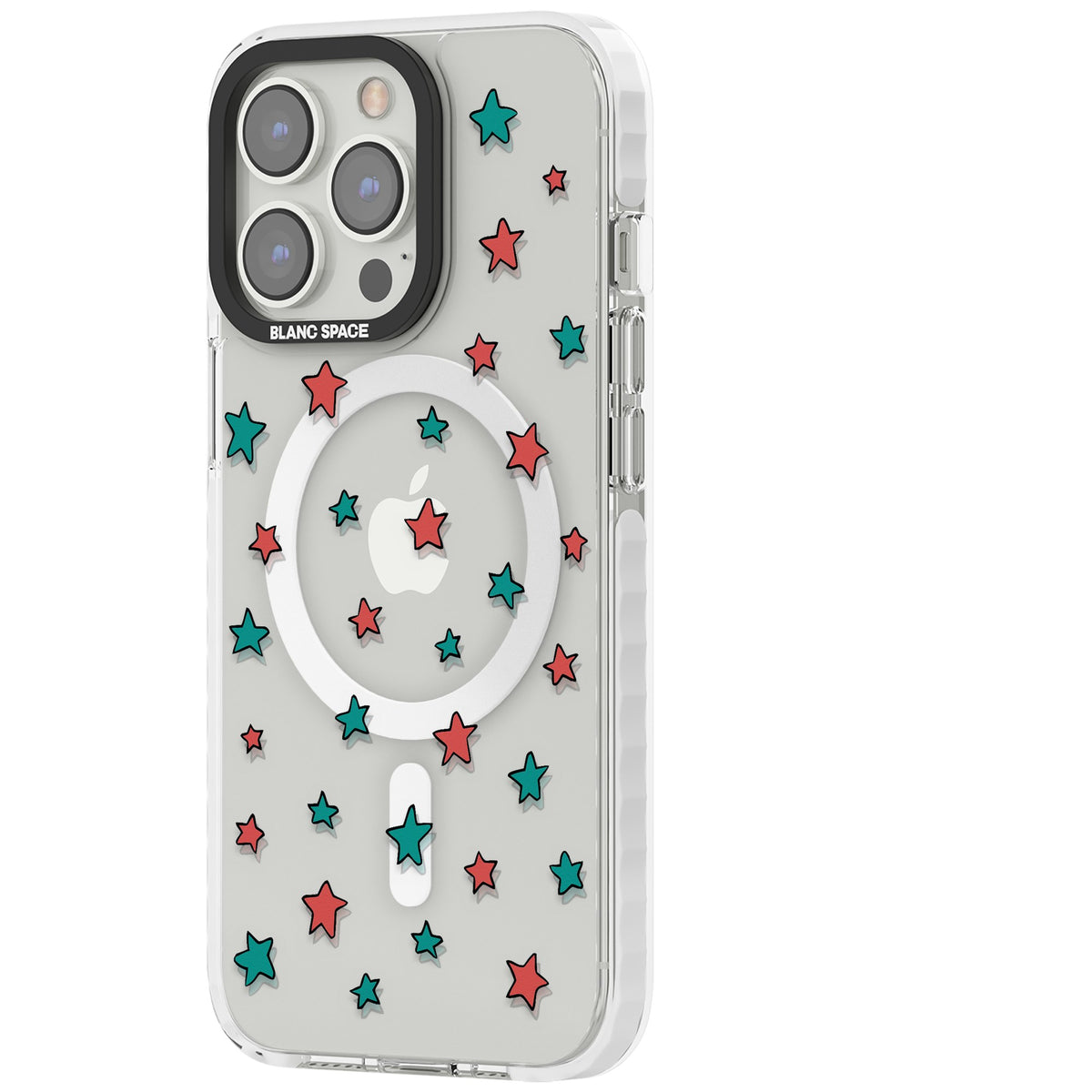 Heartstopper Stars Pattern iPhone 13 Pro / iPhone 13 Pro Max / iPhone 14 Pro / iPhone 14 Pro Max / iPhone 15 Pro / iPhone 15 Pro Max Impact Pro Clear Phone Case side