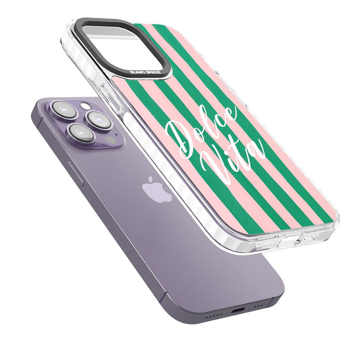Dolce Vita iPhone 13 Pro / iPhone 13 Pro Max / iPhone 14 Pro / iPhone 14 Pro Max / iPhone 15 Pro / iPhone 15 Pro Max Impact Pro Clear Phone Case angled