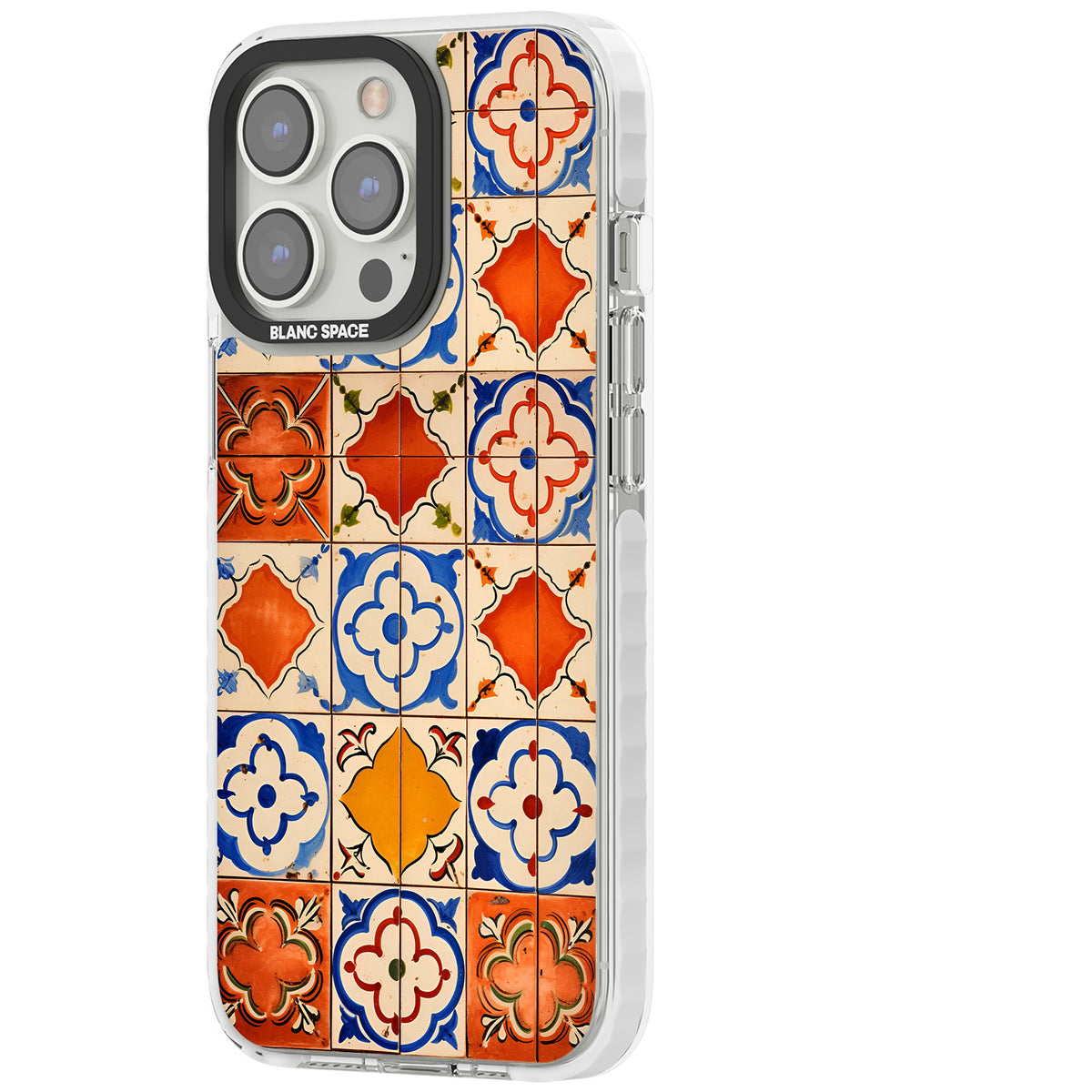 Spanish Mosaic iPhone 13 Pro / iPhone 13 Pro Max / iPhone 14 Pro / iPhone 14 Pro Max / iPhone 15 Pro / iPhone 15 Pro Max Impact Pro Clear Phone Case side
