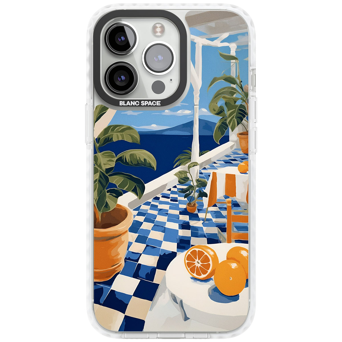Greek Balcony iPhone 13 Pro / iPhone 13 Pro Max / iPhone 14 Pro / iPhone 14 Pro Max / iPhone 15 Pro / iPhone 15 Pro Max Impact Pro Clear Phone Case front