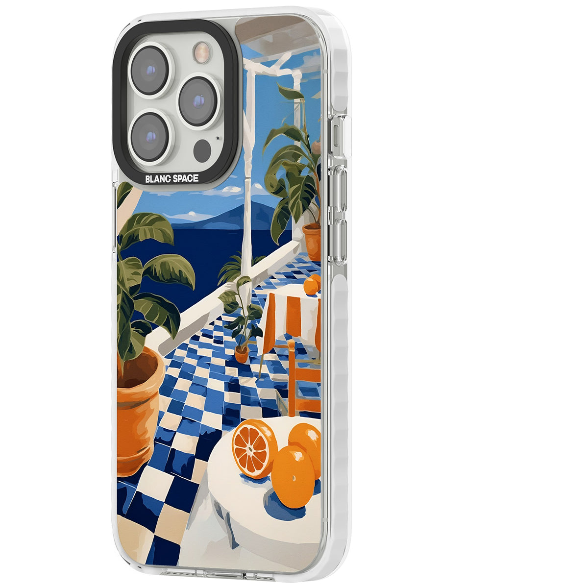 Greek Balcony iPhone 13 Pro / iPhone 13 Pro Max / iPhone 14 Pro / iPhone 14 Pro Max / iPhone 15 Pro / iPhone 15 Pro Max Impact Pro Clear Phone Case side