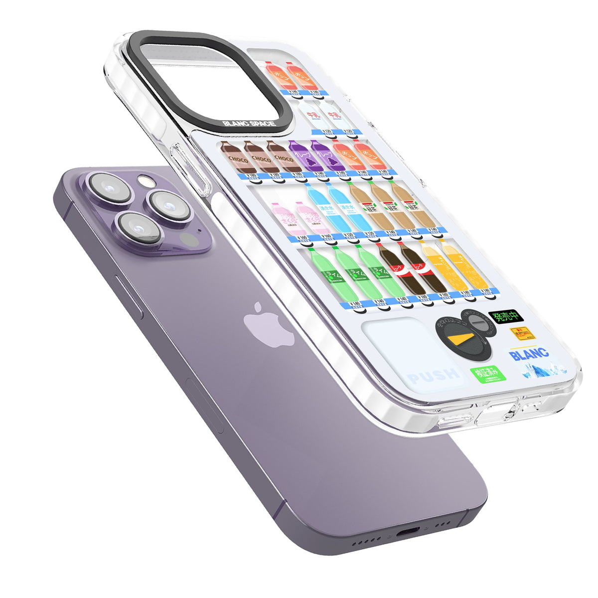 Japanese Vending Machine iPhone 13 Pro / iPhone 13 Pro Max / iPhone 14 Pro / iPhone 14 Pro Max / iPhone 15 Pro / iPhone 15 Pro Max Impact Pro Clear Phone Case angled