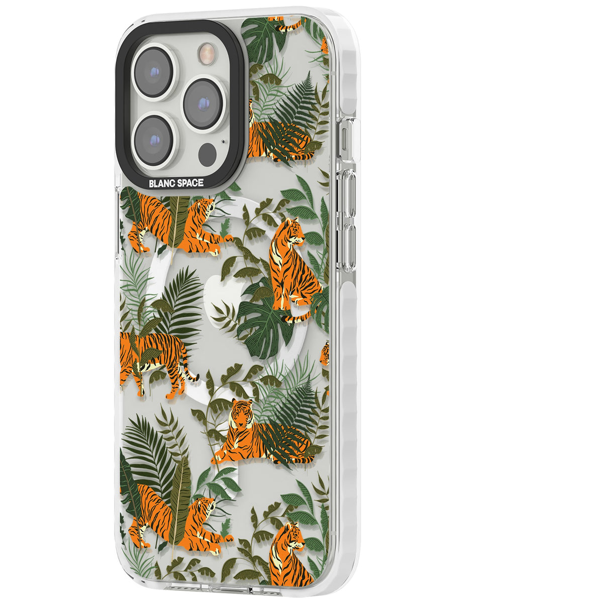 Tiger & Fern Jungle iPhone 13 Pro / iPhone 13 Pro Max / iPhone 14 Pro / iPhone 14 Pro Max / iPhone 15 Pro / iPhone 15 Pro Max Impact Pro Clear Phone Case side