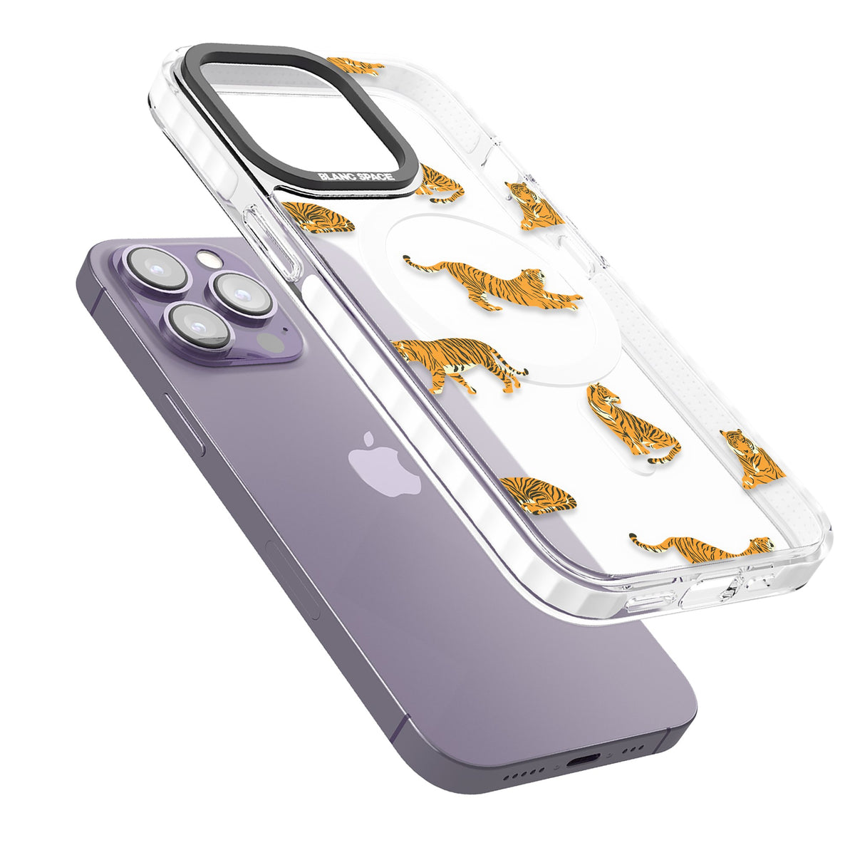 Tiger Lounge iPhone 13 Pro / iPhone 13 Pro Max / iPhone 14 Pro / iPhone 14 Pro Max / iPhone 15 Pro / iPhone 15 Pro Max Impact Pro Clear Phone Case angled