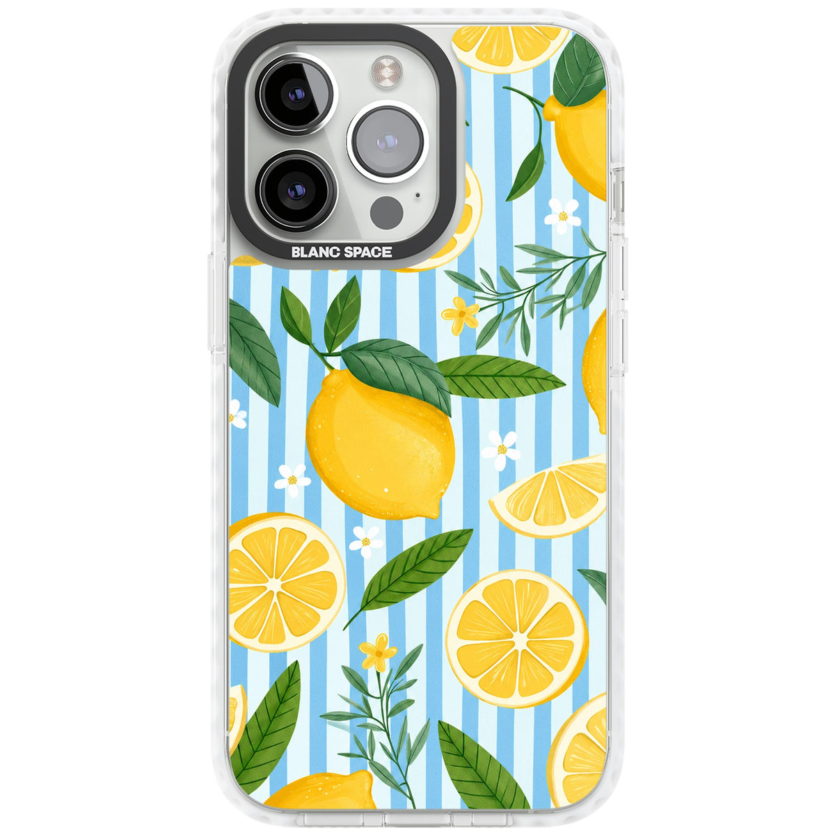 Capri Citrus Stripe iPhone 13 Pro / iPhone 13 Pro Max / iPhone 14 Pro / iPhone 14 Pro Max / iPhone 15 Pro / iPhone 15 Pro Max Impact Pro Clear Phone Case front