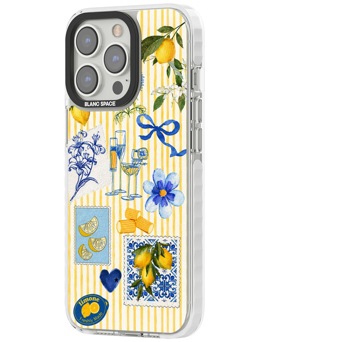 Limone Riviera iPhone 13 Pro / iPhone 13 Pro Max / iPhone 14 Pro / iPhone 14 Pro Max / iPhone 15 Pro / iPhone 15 Pro Max Impact Pro Clear Phone Case side
