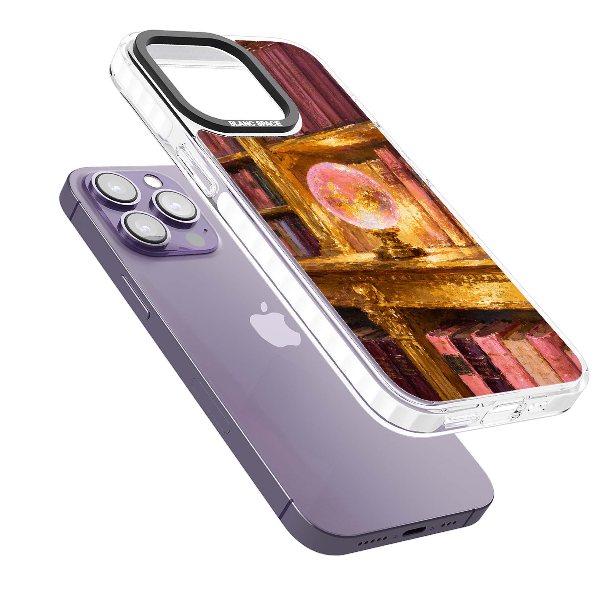 Gilded Library dark academia iPhone case featuring an oil painted crystal ball on a gilded library shelf with vintage | Impact Magsafe case for iPhone 13 Pro, iPhone 14 Pro, iPhone 15 Pro