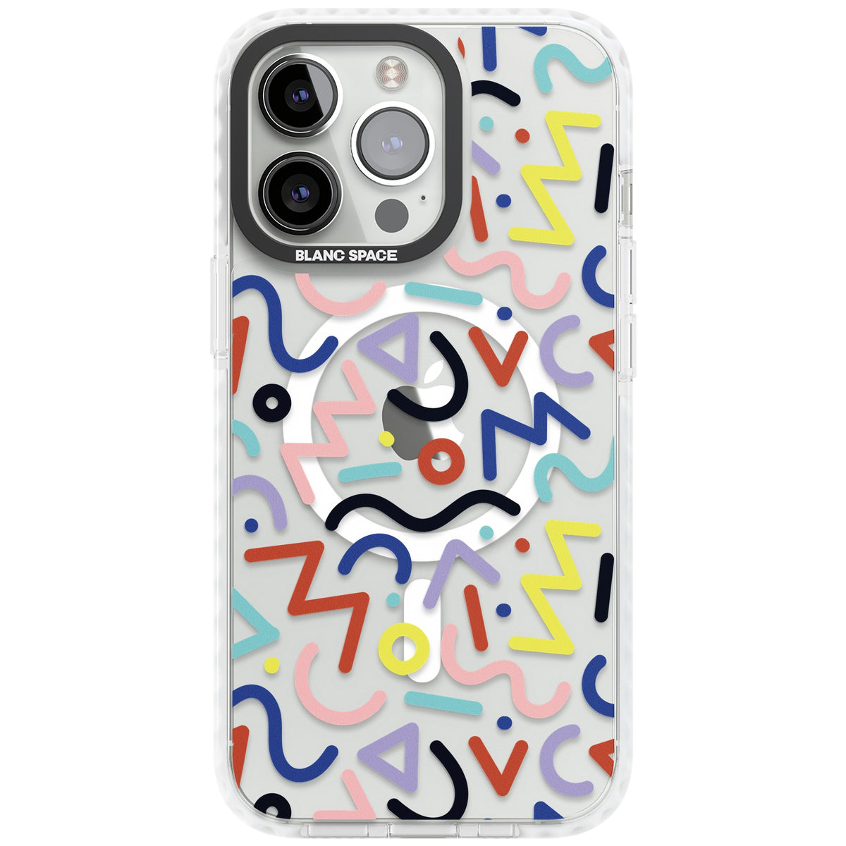 Memphis Retro Pattern iPhone 13 Pro / iPhone 13 Pro Max / iPhone 14 Pro / iPhone 14 Pro Max / iPhone 15 Pro / iPhone 15 Pro Max Impact Pro Clear Phone Case front