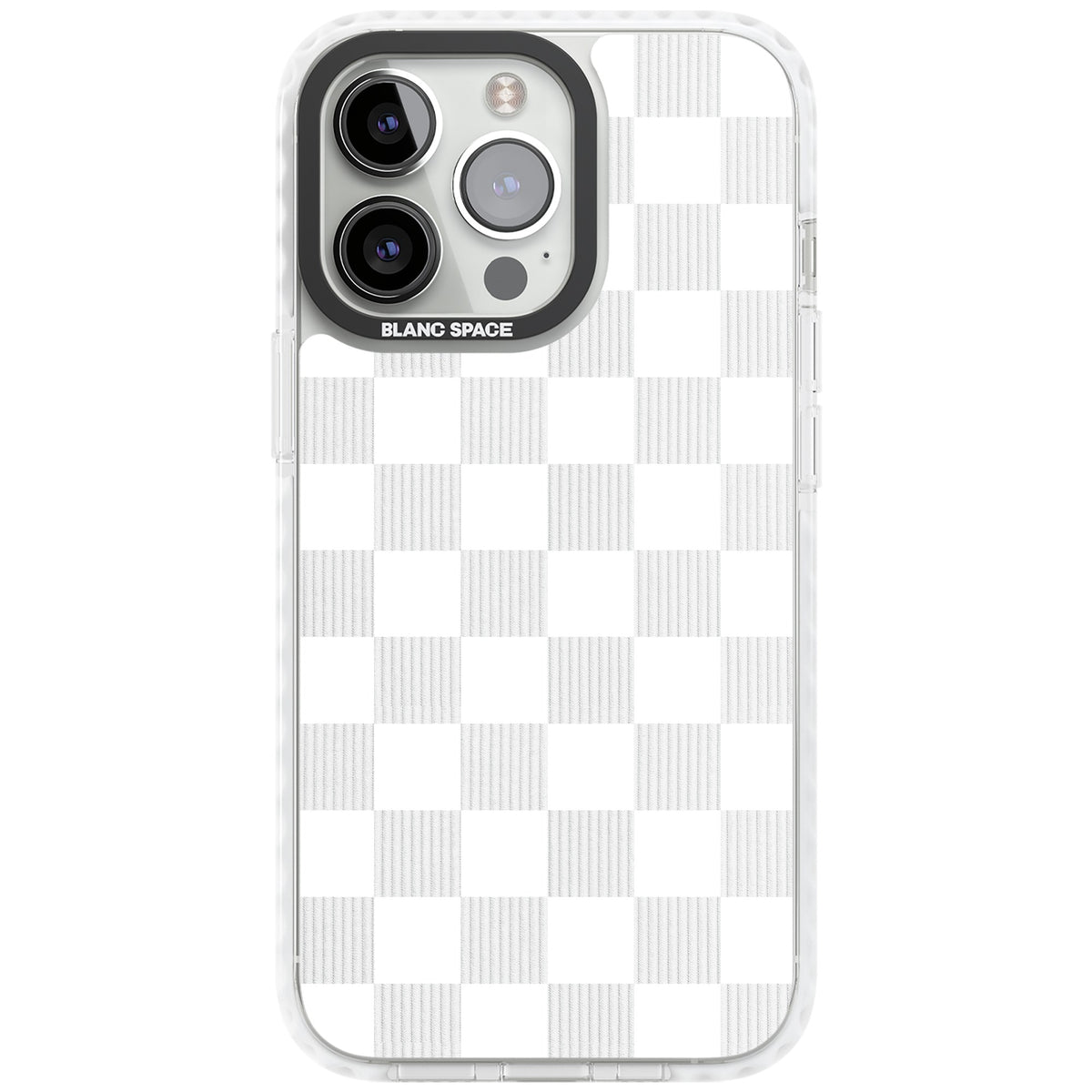 White Checkered iPhone 13 Pro / iPhone 13 Pro Max / iPhone 14 Pro / iPhone 14 Pro Max / iPhone 15 Pro / iPhone 15 Pro Max Impact Pro Clear Phone Case front