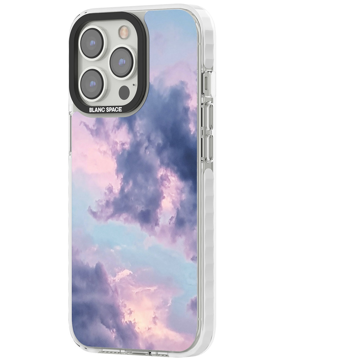 Lavender Clouds iPhone 13 Pro / iPhone 13 Pro Max / iPhone 14 Pro / iPhone 14 Pro Max / iPhone 15 Pro / iPhone 15 Pro Max Impact Pro Clear Phone Case side