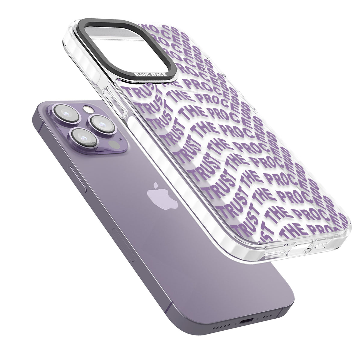 Trust The Process iPhone 13 Pro / iPhone 13 Pro Max / iPhone 14 Pro / iPhone 14 Pro Max / iPhone 15 Pro / iPhone 15 Pro Max Impact Pro Clear Phone Case angled