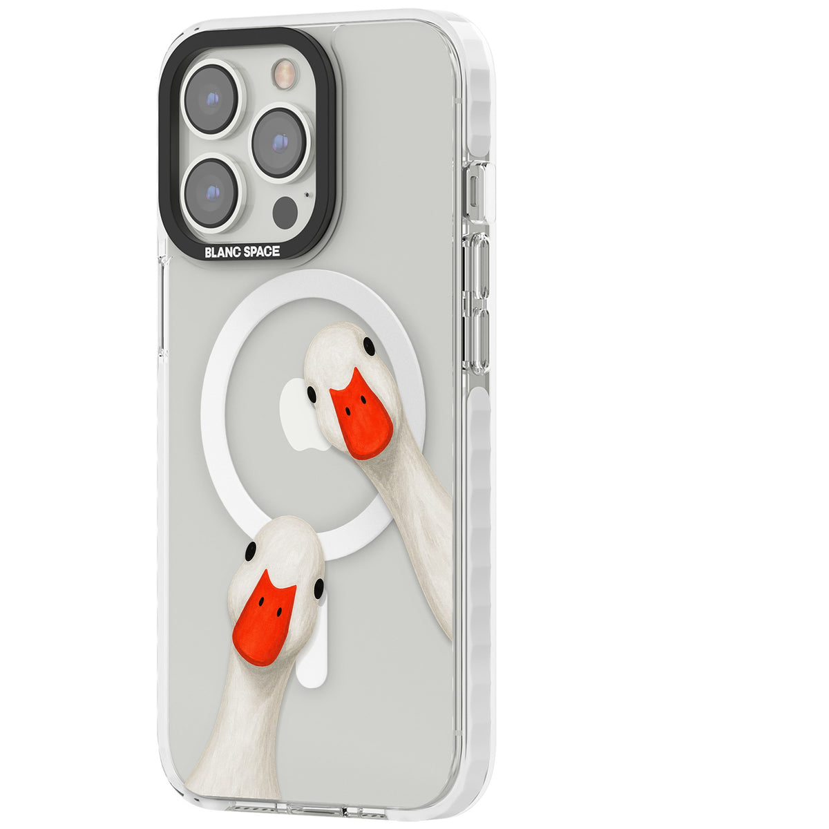Nosy Ducks iPhone 13 Pro / iPhone 13 Pro Max / iPhone 14 Pro / iPhone 14 Pro Max / iPhone 15 Pro / iPhone 15 Pro Max Impact Pro Clear Phone Case side