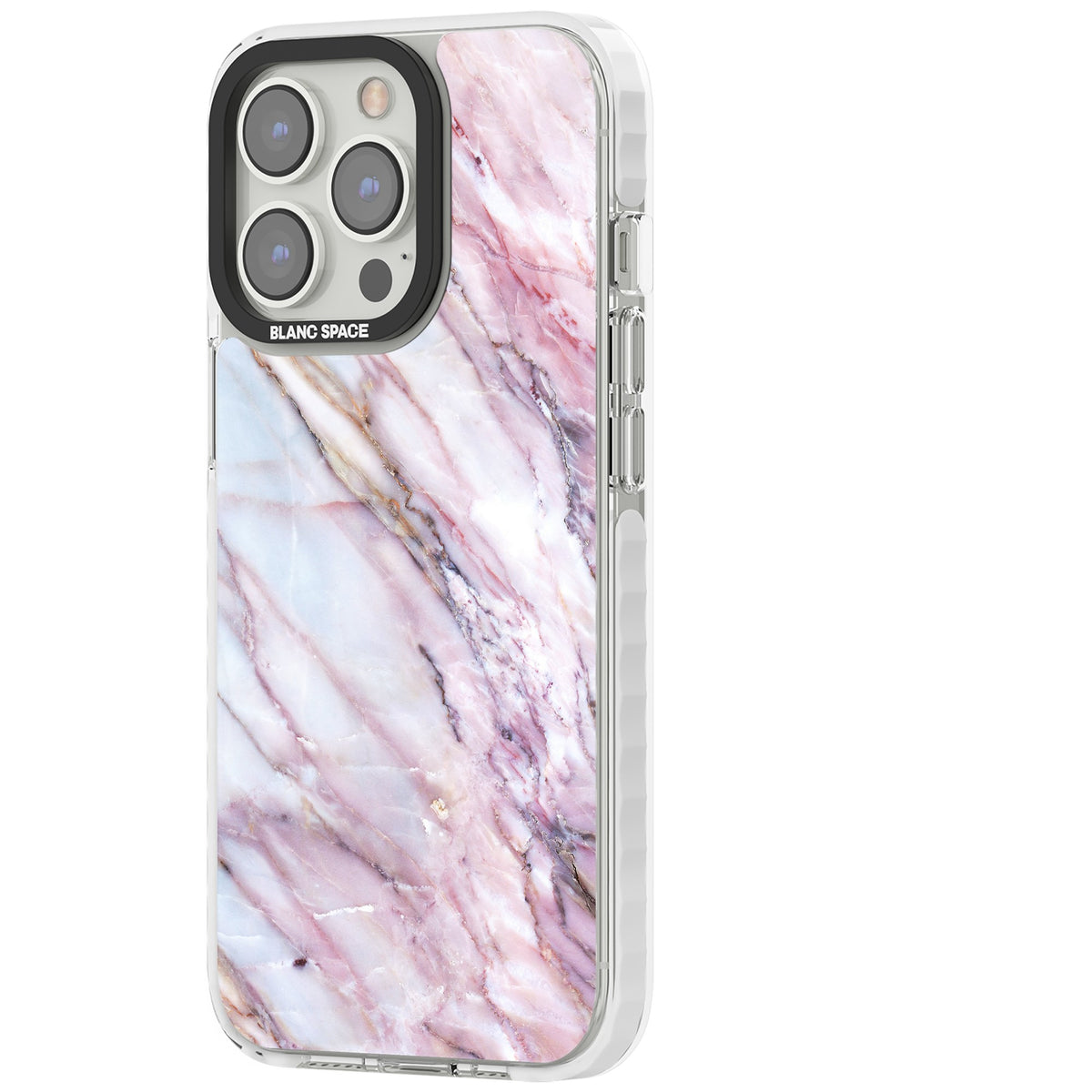 Blush Marble Glow iPhone 13 Pro / iPhone 13 Pro Max / iPhone 14 Pro / iPhone 14 Pro Max / iPhone 15 Pro / iPhone 15 Pro Max Impact Pro Clear Phone Case side