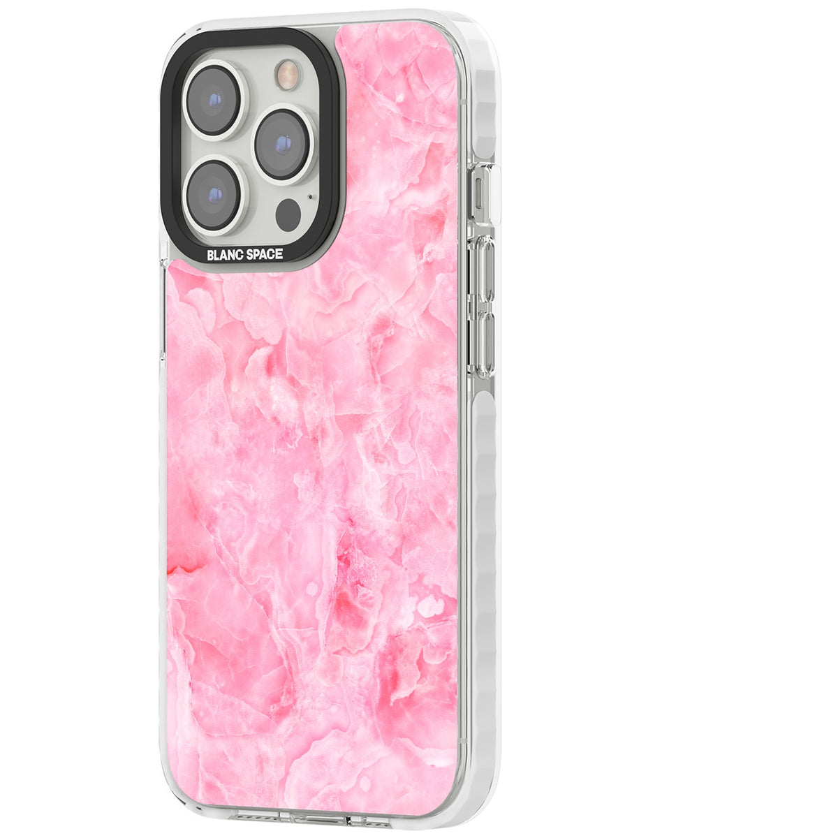Pink Onyx Marble iPhone 13 Pro / iPhone 13 Pro Max / iPhone 14 Pro / iPhone 14 Pro Max / iPhone 15 Pro / iPhone 15 Pro Max Impact Pro Clear Phone Case side