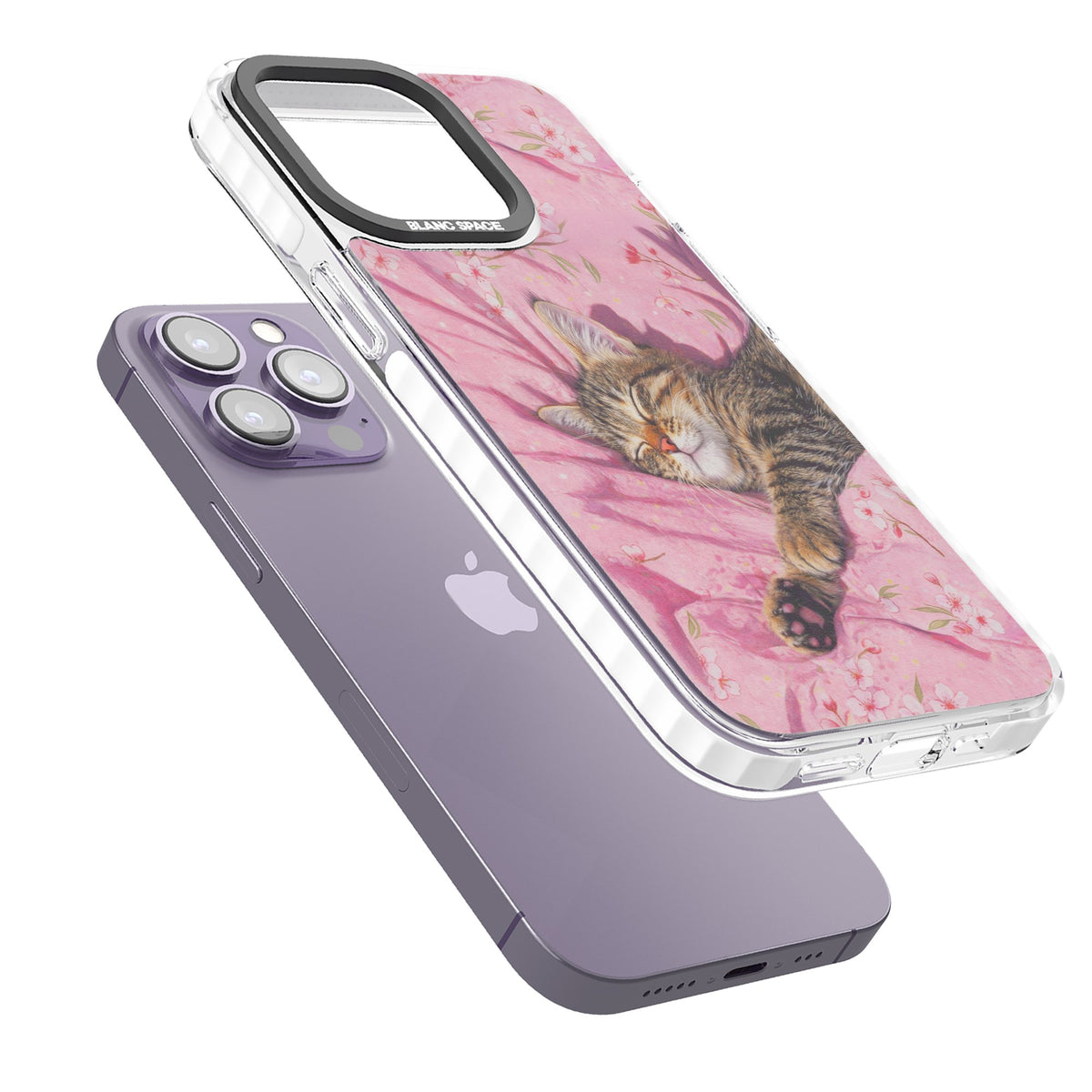 Kitten Dreams iPhone 13 Pro / iPhone 13 Pro Max / iPhone 14 Pro / iPhone 14 Pro Max / iPhone 15 Pro / iPhone 15 Pro Max Impact Pro Clear Phone Case angled