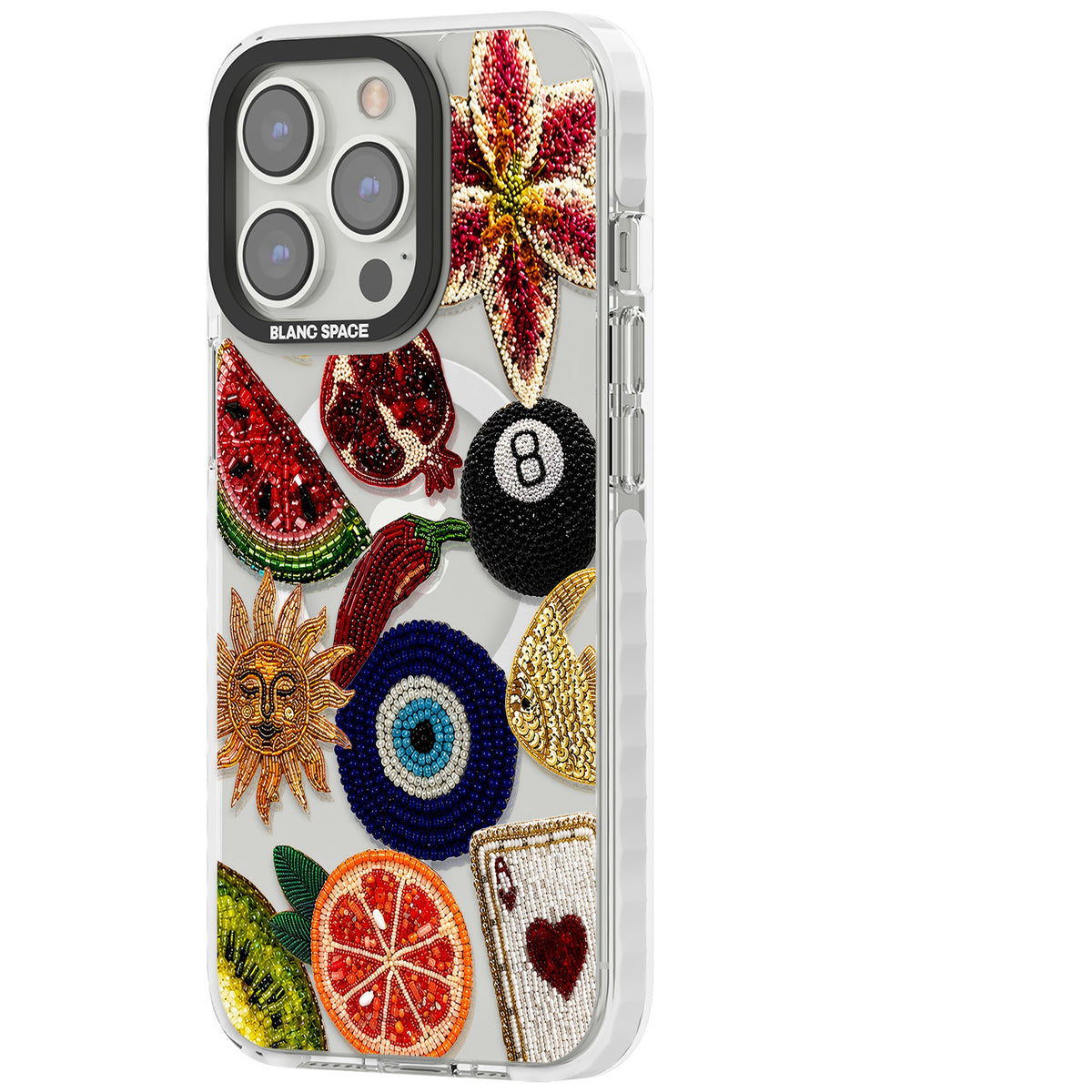 Beaded Charms iPhone 13 Pro / iPhone 13 Pro Max / iPhone 14 Pro / iPhone 14 Pro Max / iPhone 15 Pro / iPhone 15 Pro Max Impact Pro Clear Phone Case side