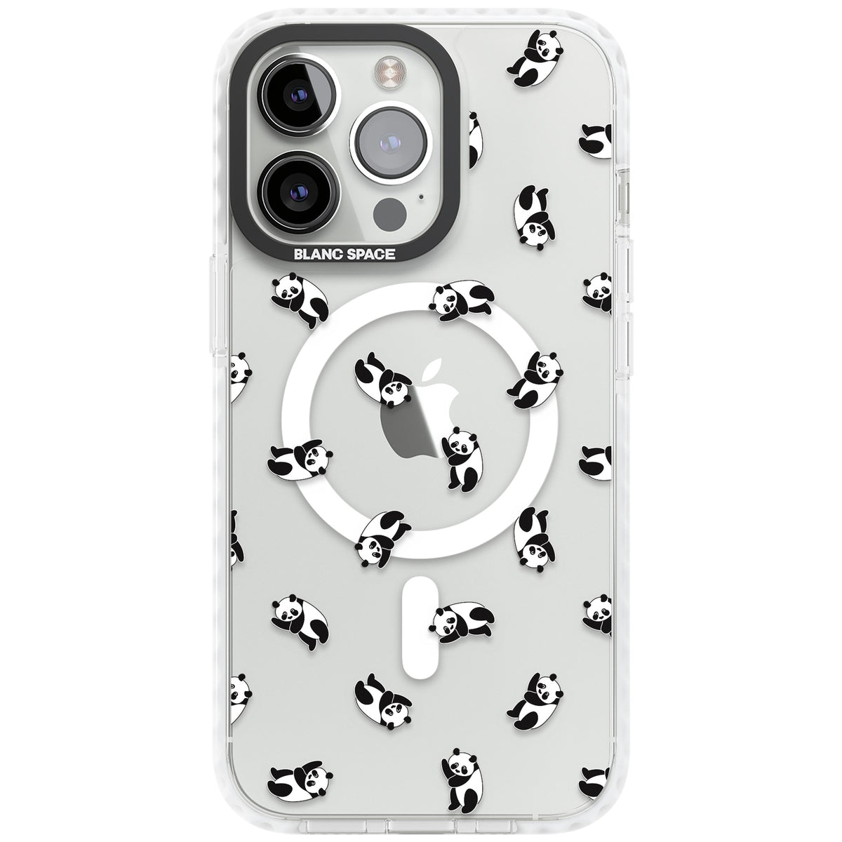 Tiny Panda Pattern iPhone 13 Pro / iPhone 13 Pro Max / iPhone 14 Pro / iPhone 14 Pro Max / iPhone 15 Pro / iPhone 15 Pro Max Impact Pro Clear Phone Case front