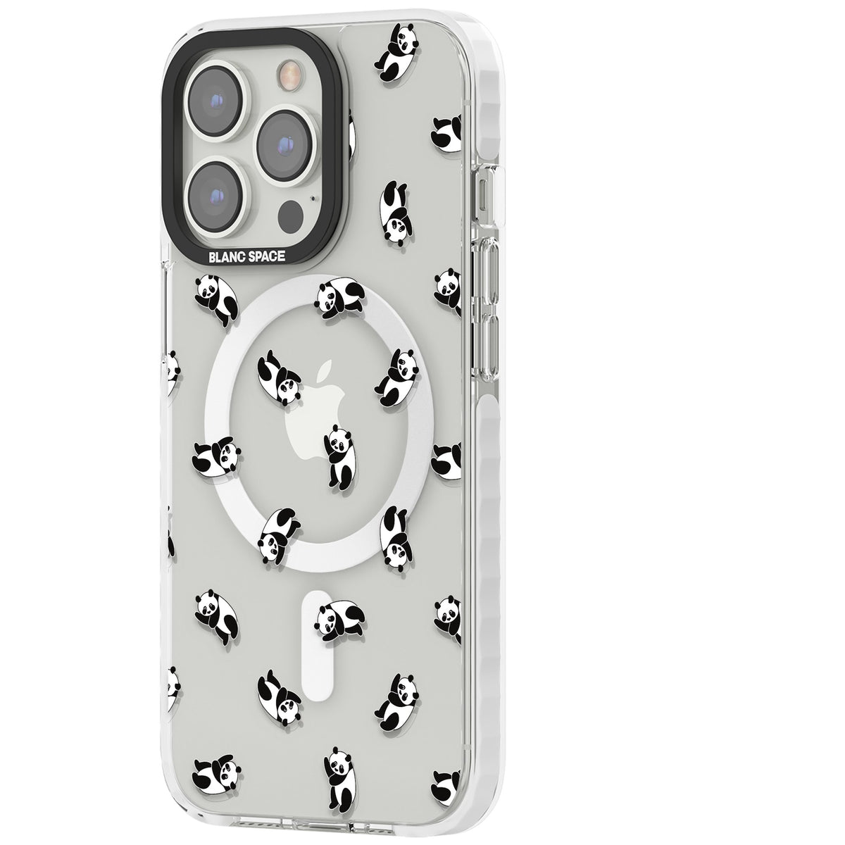 Tiny Panda Pattern iPhone 13 Pro / iPhone 13 Pro Max / iPhone 14 Pro / iPhone 14 Pro Max / iPhone 15 Pro / iPhone 15 Pro Max Impact Pro Clear Phone Case side