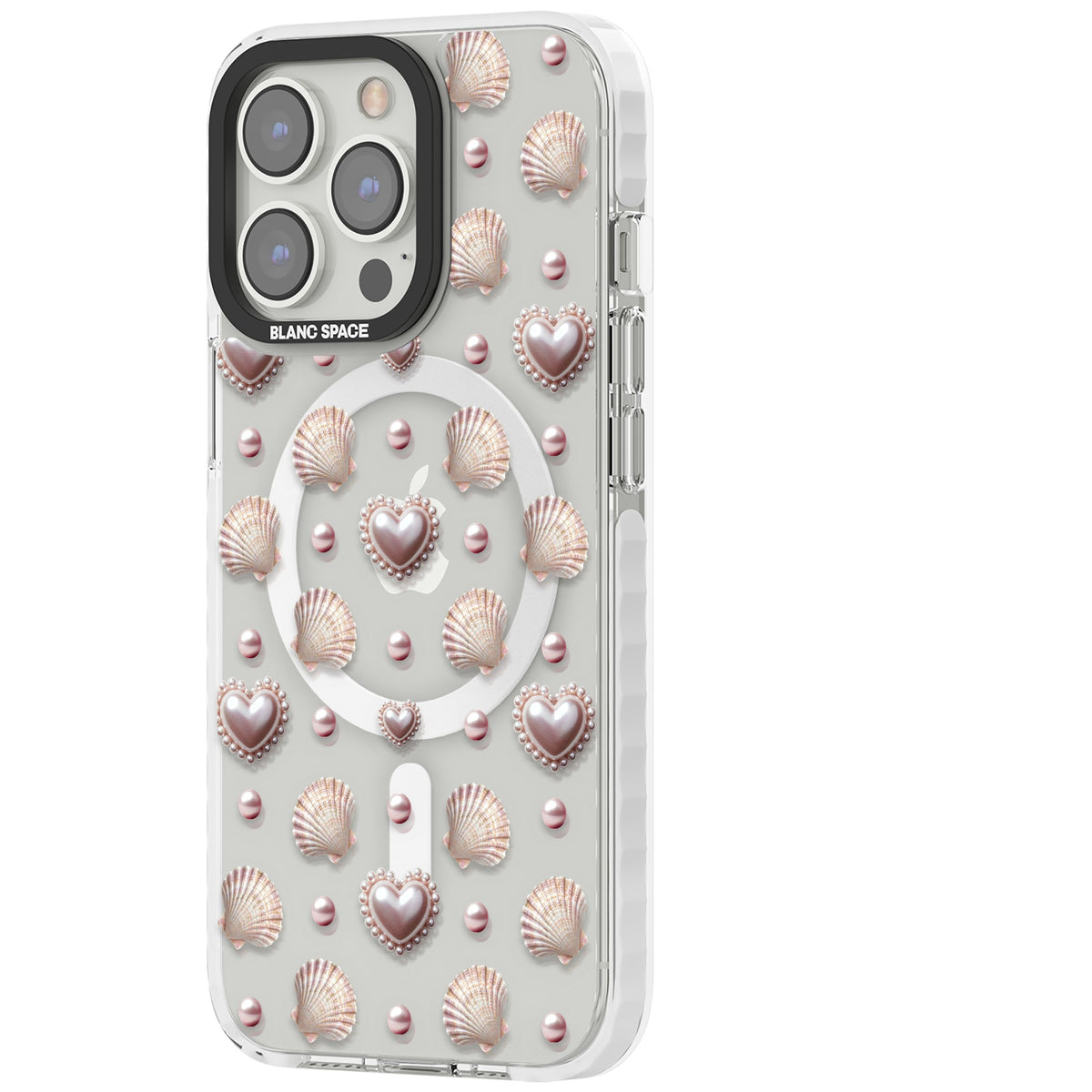 Pearl Hearts iPhone 13 Pro / iPhone 13 Pro Max / iPhone 14 Pro / iPhone 14 Pro Max / iPhone 15 Pro / iPhone 15 Pro Max Impact Pro Clear Phone Case side