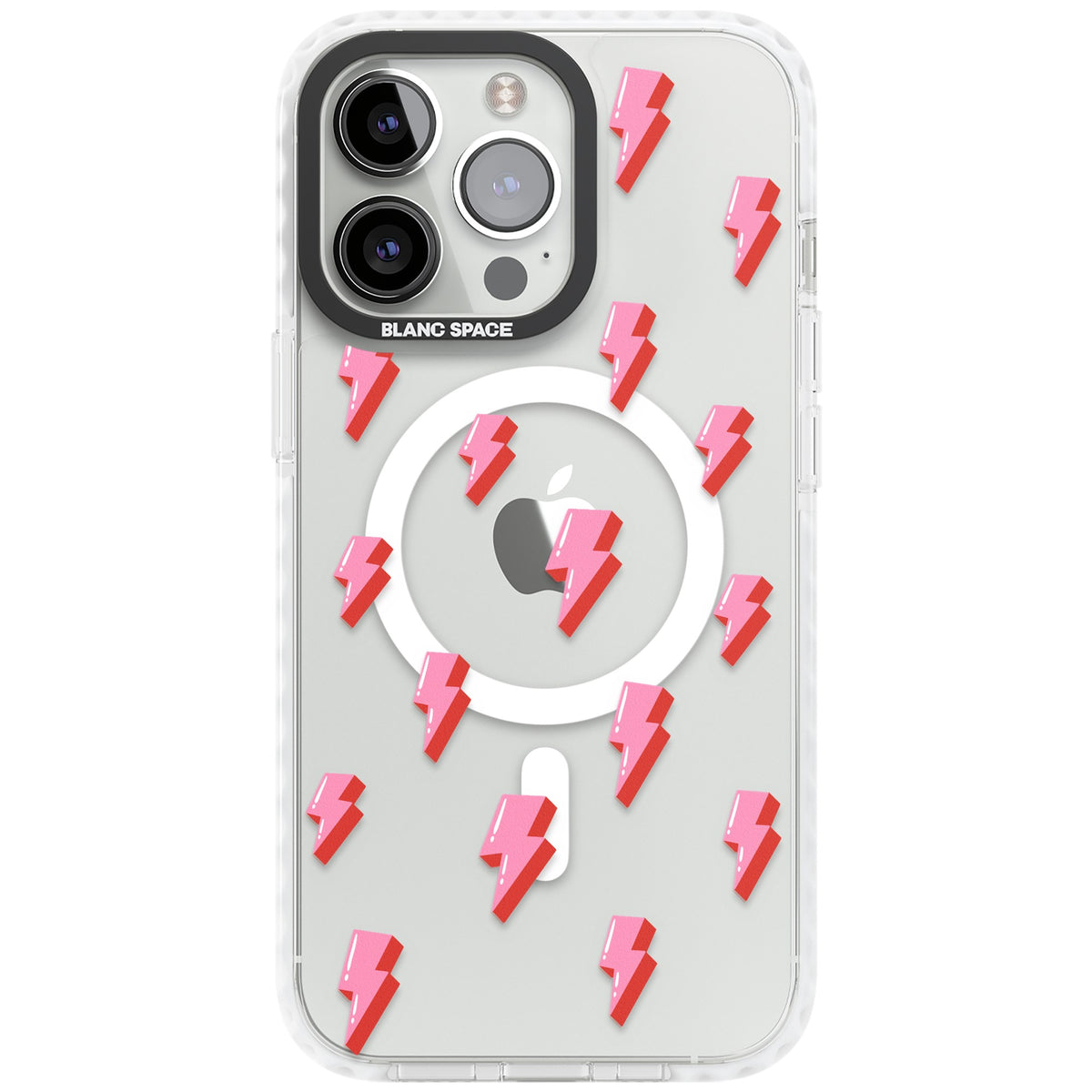 Pink Bolt iPhone 13 Pro / iPhone 13 Pro Max / iPhone 14 Pro / iPhone 14 Pro Max / iPhone 15 Pro / iPhone 15 Pro Max Impact Pro Clear Phone Case front
