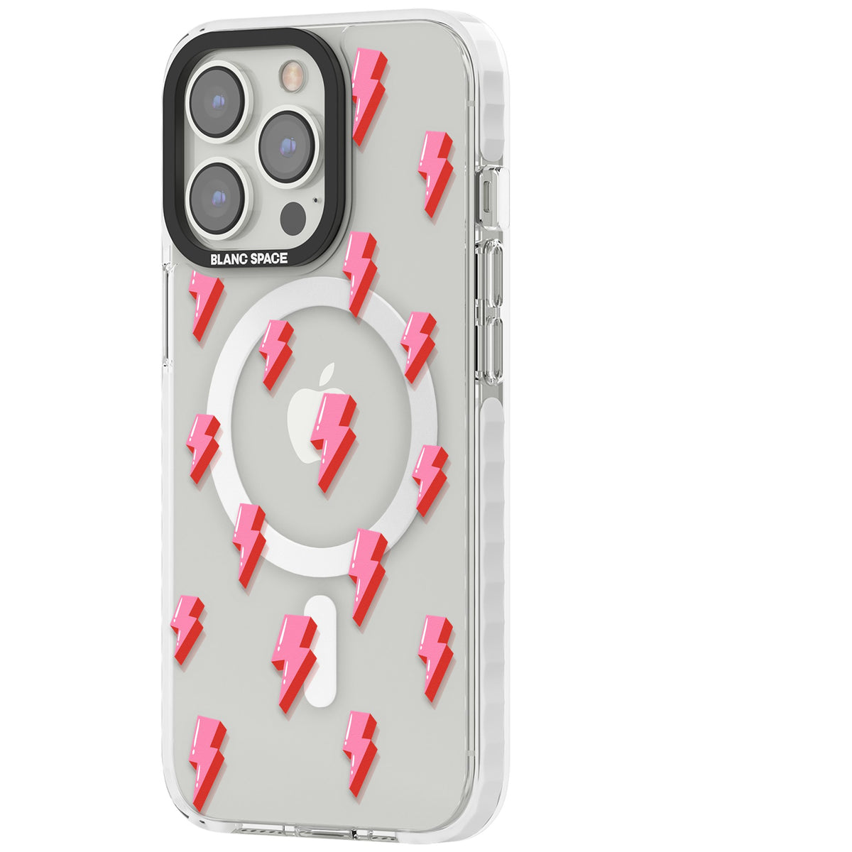 Pink Bolt iPhone 13 Pro / iPhone 13 Pro Max / iPhone 14 Pro / iPhone 14 Pro Max / iPhone 15 Pro / iPhone 15 Pro Max Impact Pro Clear Phone Case side