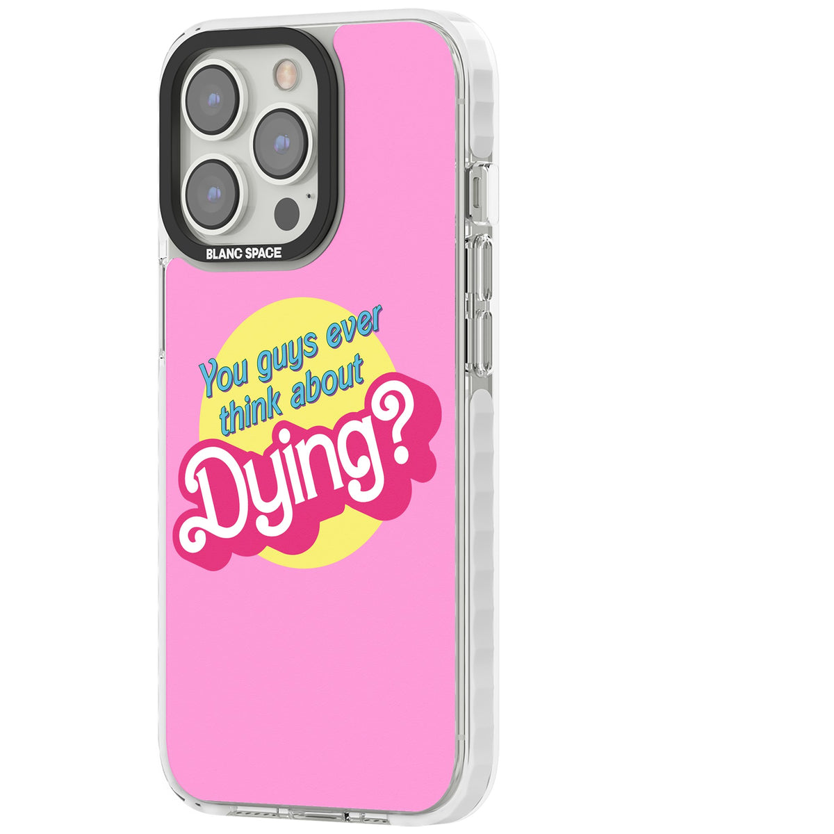 Ever Think About Dying? iPhone 13 Pro / iPhone 13 Pro Max / iPhone 14 Pro / iPhone 14 Pro Max / iPhone 15 Pro / iPhone 15 Pro Max Impact Pro Clear Phone Case side
