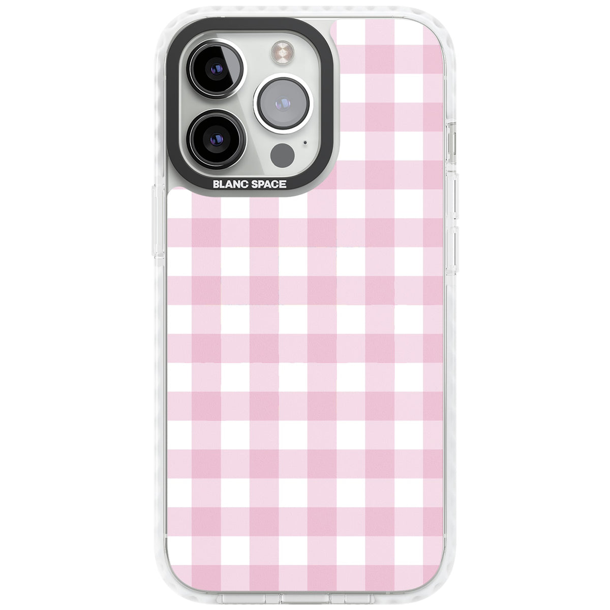 Pink Gingham iPhone 13 Pro / iPhone 13 Pro Max / iPhone 14 Pro / iPhone 14 Pro Max / iPhone 15 Pro / iPhone 15 Pro Max Impact Pro Clear Phone Case front