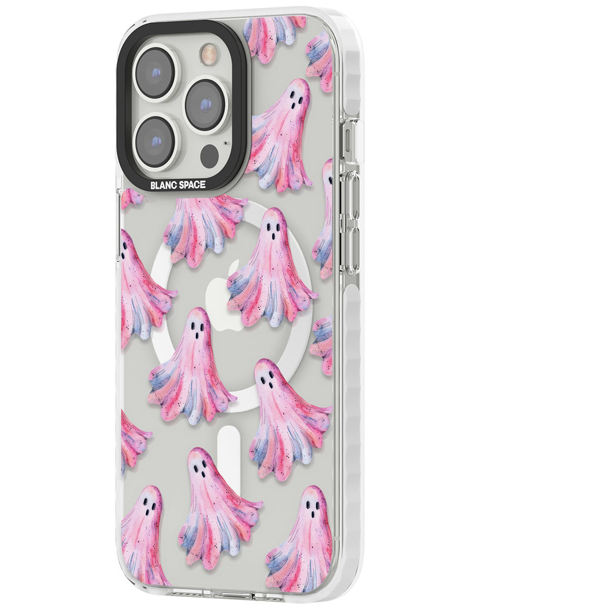 Pink Ghosts iPhone 13 Pro / iPhone 13 Pro Max / iPhone 14 Pro / iPhone 14 Pro Max / iPhone 15 Pro / iPhone 15 Pro Max Impact Pro Clear Phone Case side