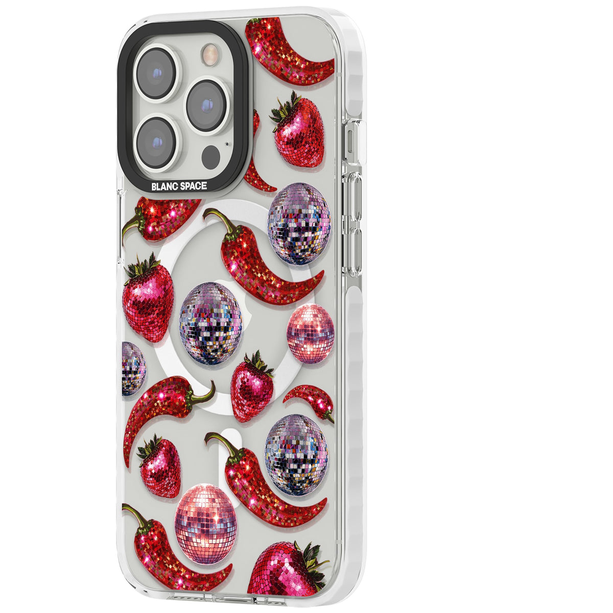 Spicy Disco iPhone 13 Pro / iPhone 13 Pro Max / iPhone 14 Pro / iPhone 14 Pro Max / iPhone 15 Pro / iPhone 15 Pro Max Impact Pro Clear Phone Case side