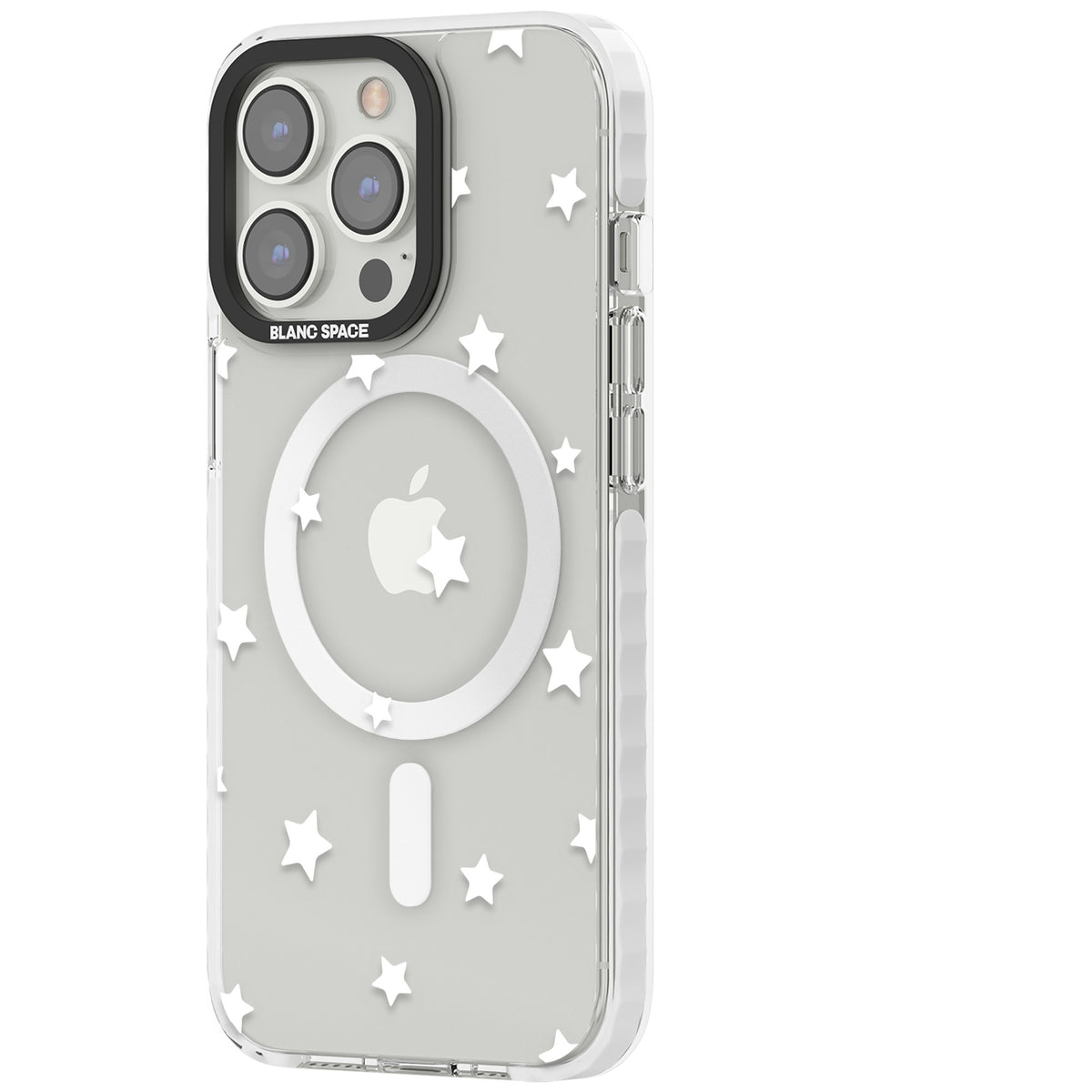 Minimal White Stars iPhone 13 Pro / iPhone 13 Pro Max / iPhone 14 Pro / iPhone 14 Pro Max / iPhone 15 Pro / iPhone 15 Pro Max Impact Pro Clear Phone Case side