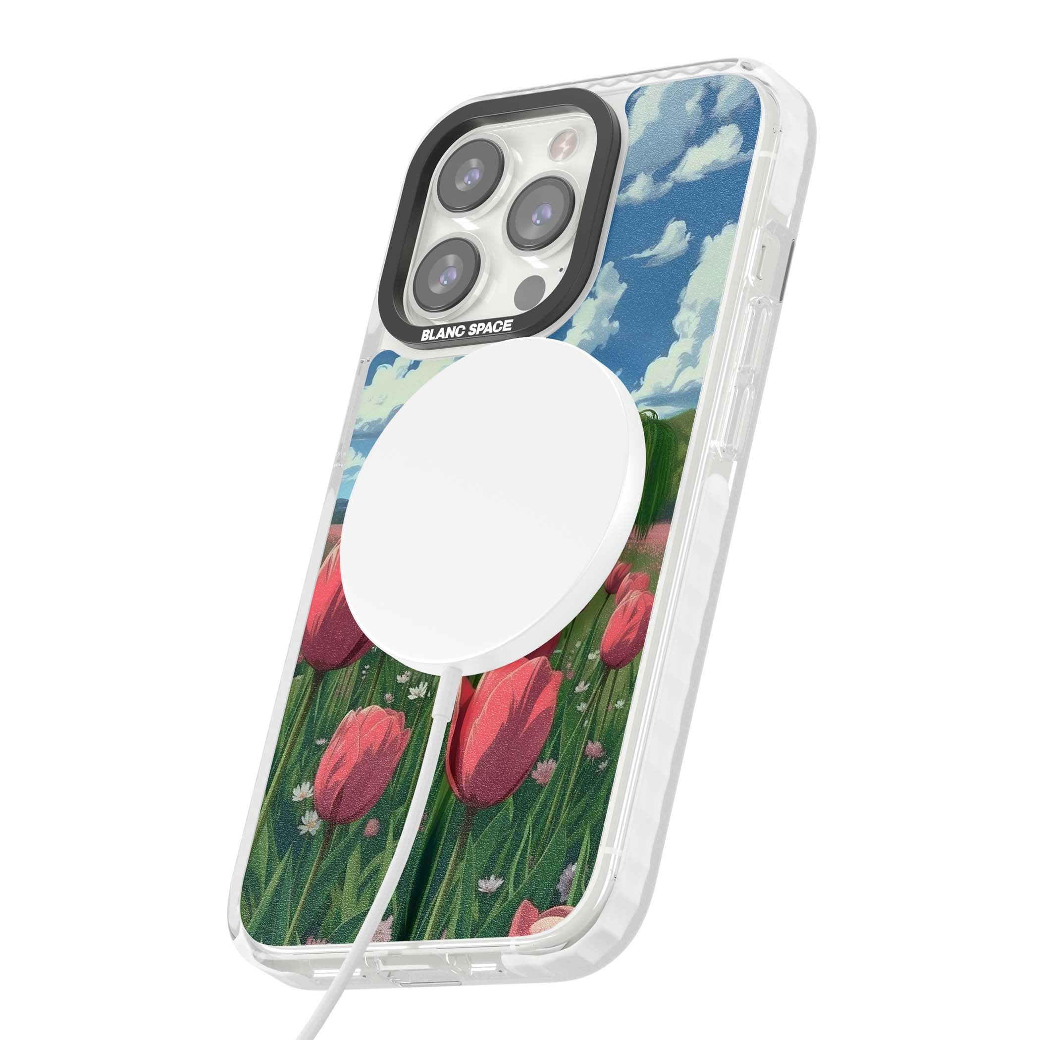 Willow By The Pink Tulips floral iPhone case | Impact Magsafe case for iPhone 13 Pro, iPhone 14 Pro, iPhone 15 Pro