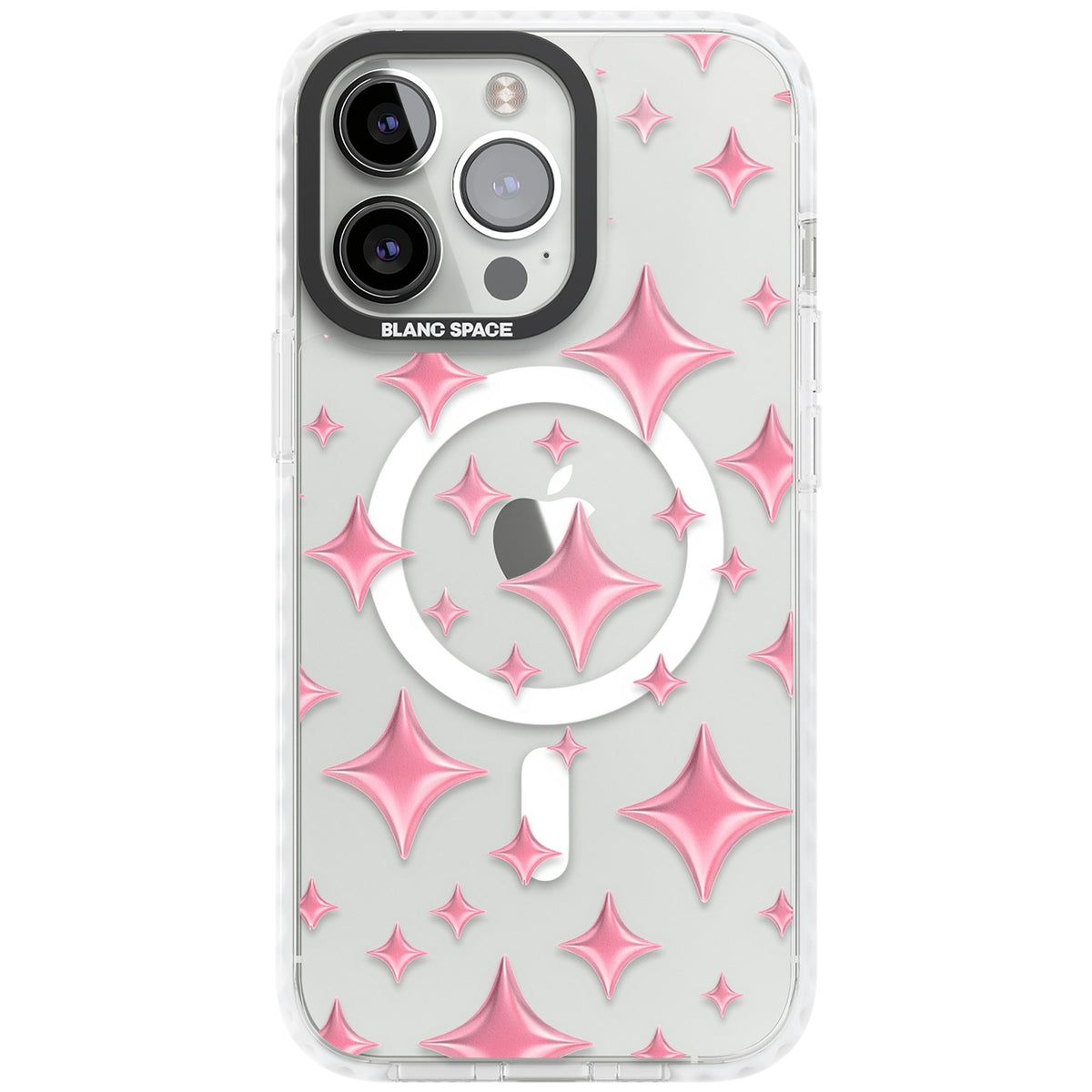 Pink Puff Sparkle Pattern iPhone 13 Pro / iPhone 13 Pro Max / iPhone 14 Pro / iPhone 14 Pro Max / iPhone 15 Pro / iPhone 15 Pro Max Impact Pro Clear Phone Case front