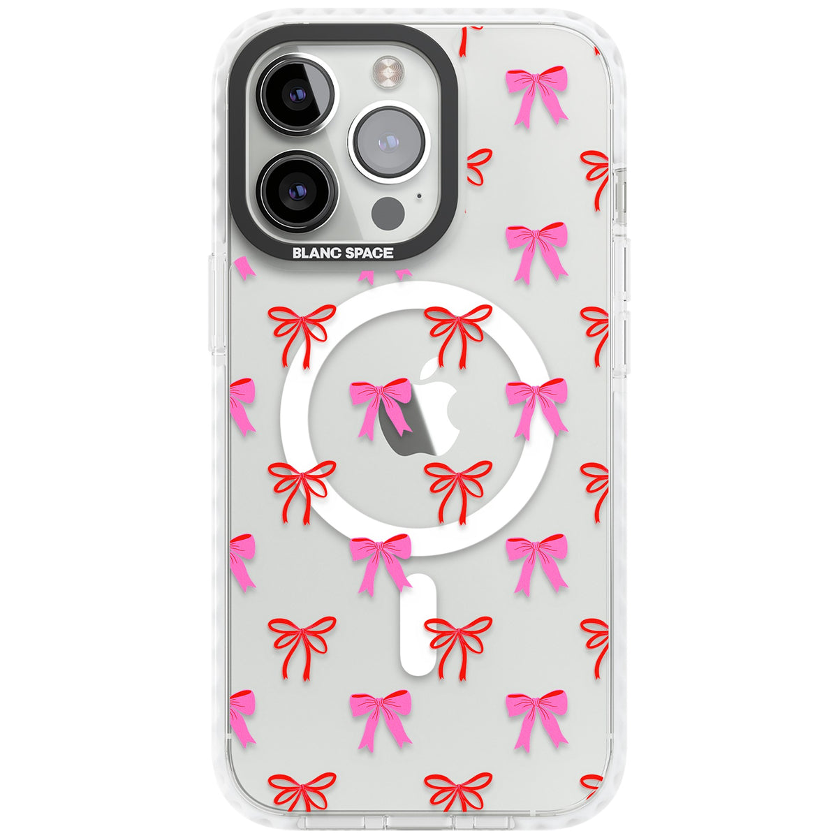 Cute Bow Pattern iPhone 13 Pro / iPhone 13 Pro Max / iPhone 14 Pro / iPhone 14 Pro Max / iPhone 15 Pro / iPhone 15 Pro Max Impact Pro Clear Phone Case front