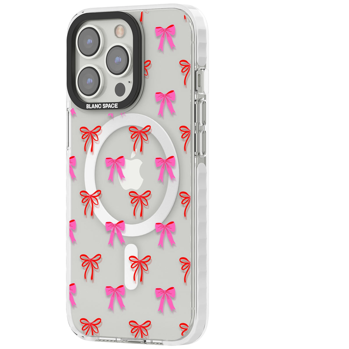 Cute Bow Pattern iPhone 13 Pro / iPhone 13 Pro Max / iPhone 14 Pro / iPhone 14 Pro Max / iPhone 15 Pro / iPhone 15 Pro Max Impact Pro Clear Phone Case side